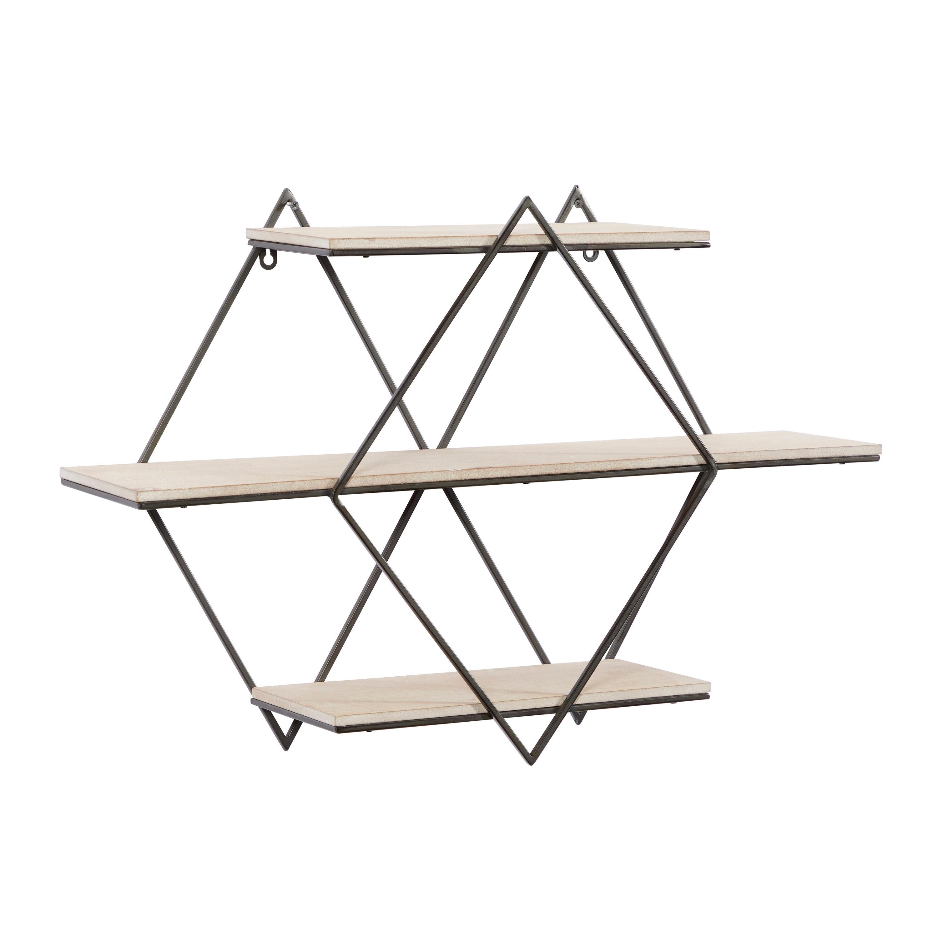 DecMode Brown Wood Contemporary Wall Shelf