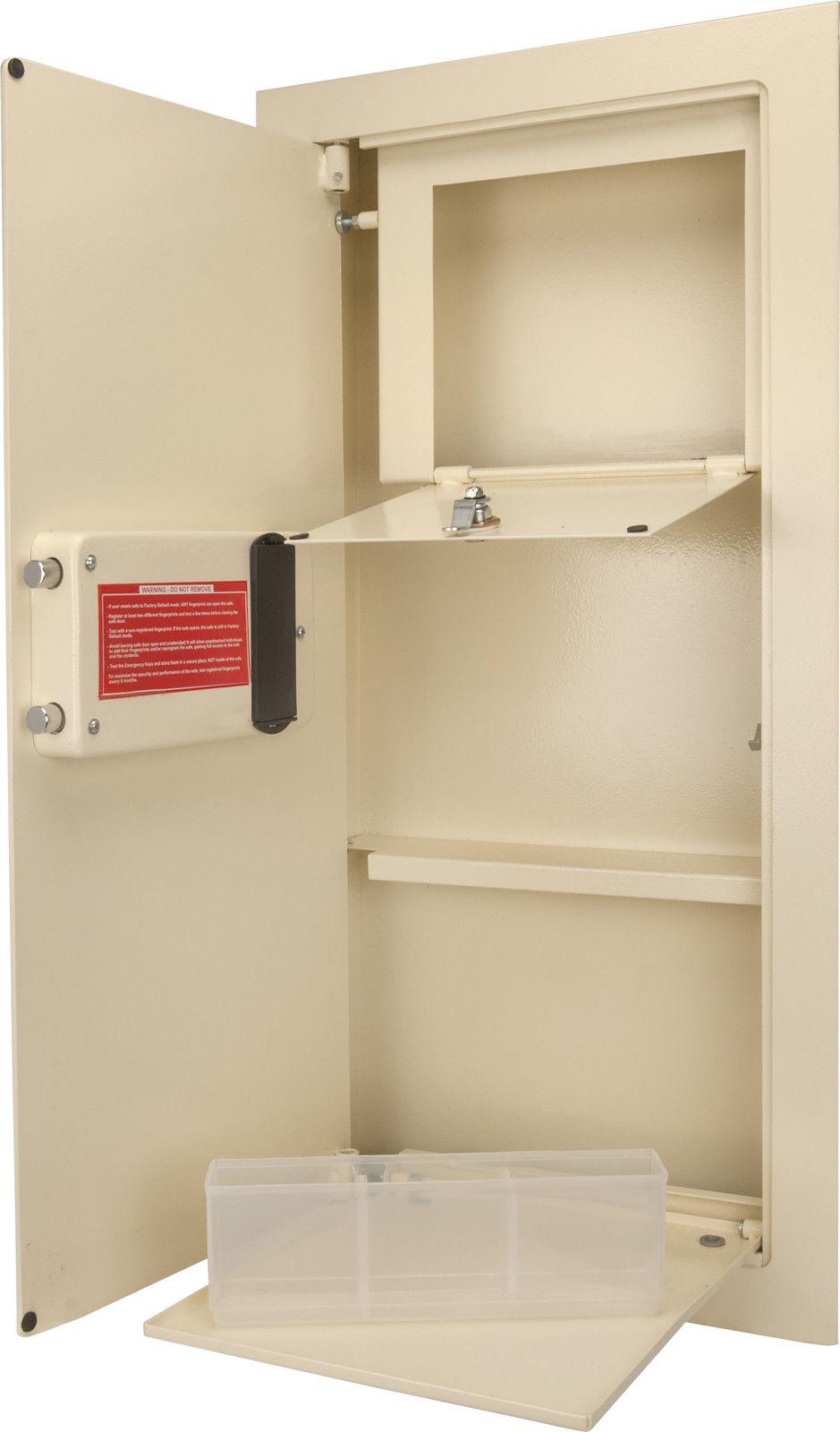 Barska 0.82 CUBIC FT LEFT OPEN BEIGE  BIOMETRIC WALL SAFE