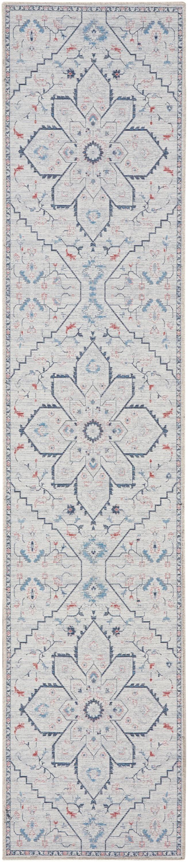 Oriental Machine Washable Area Rug in Gray