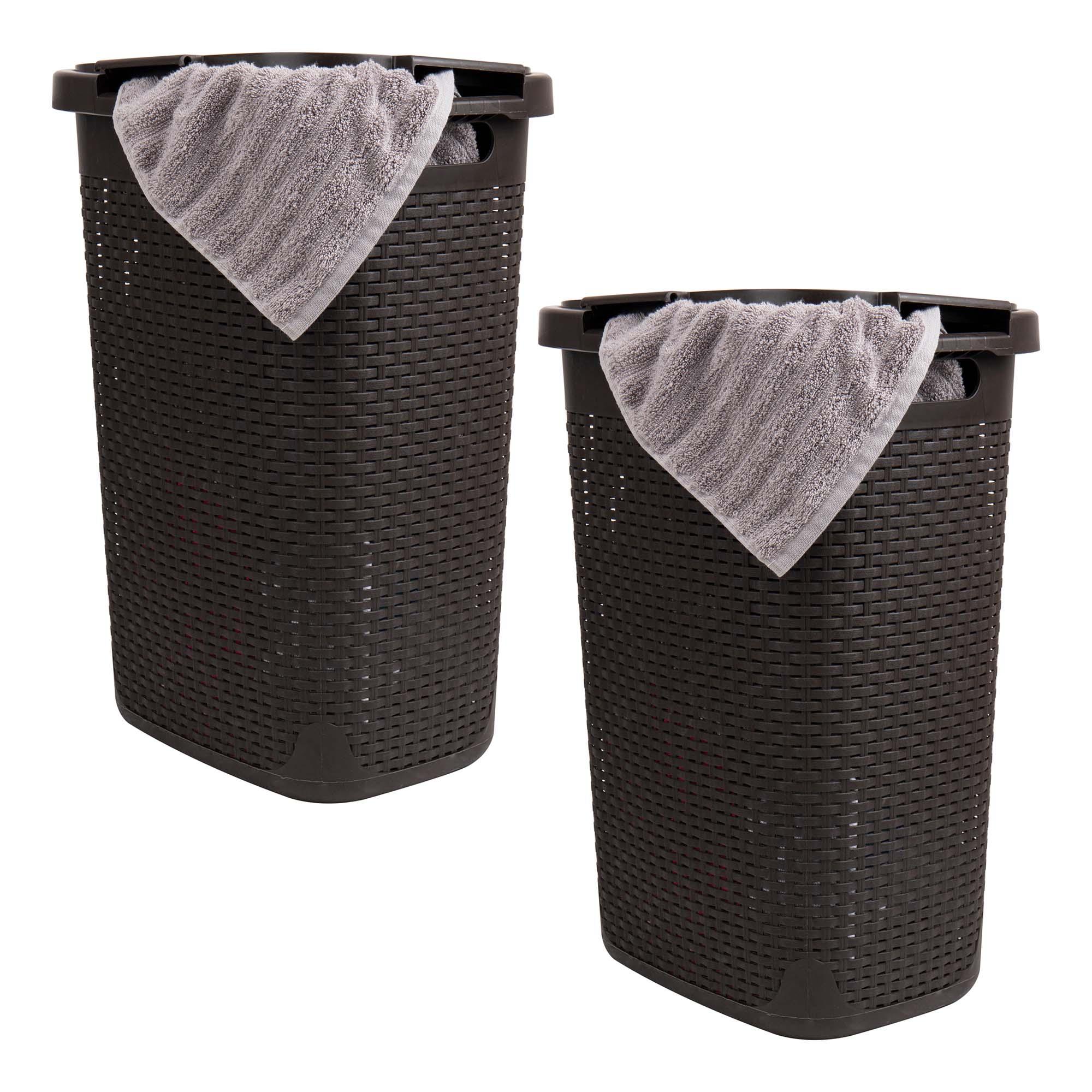 Superio Cesto para la Ropa Sucia de Mimbre Grande de 60 L con Tapa - Marrón Cerveza de Raíz