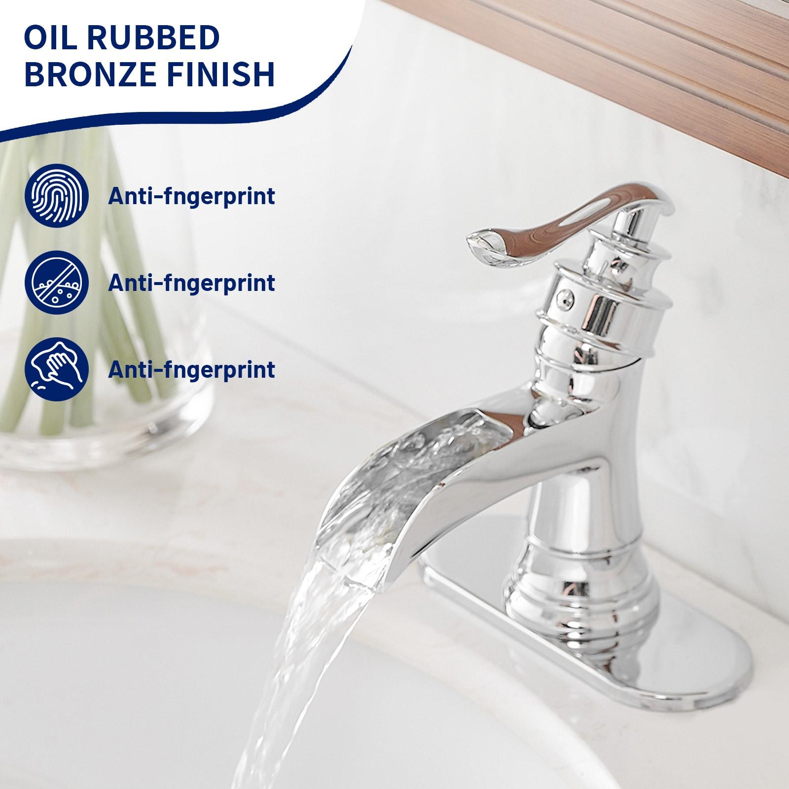 BWE Waterfall Single Hole Single-Handle Low-Arc Bathroom Faucet With Pop-up Drain Assembly