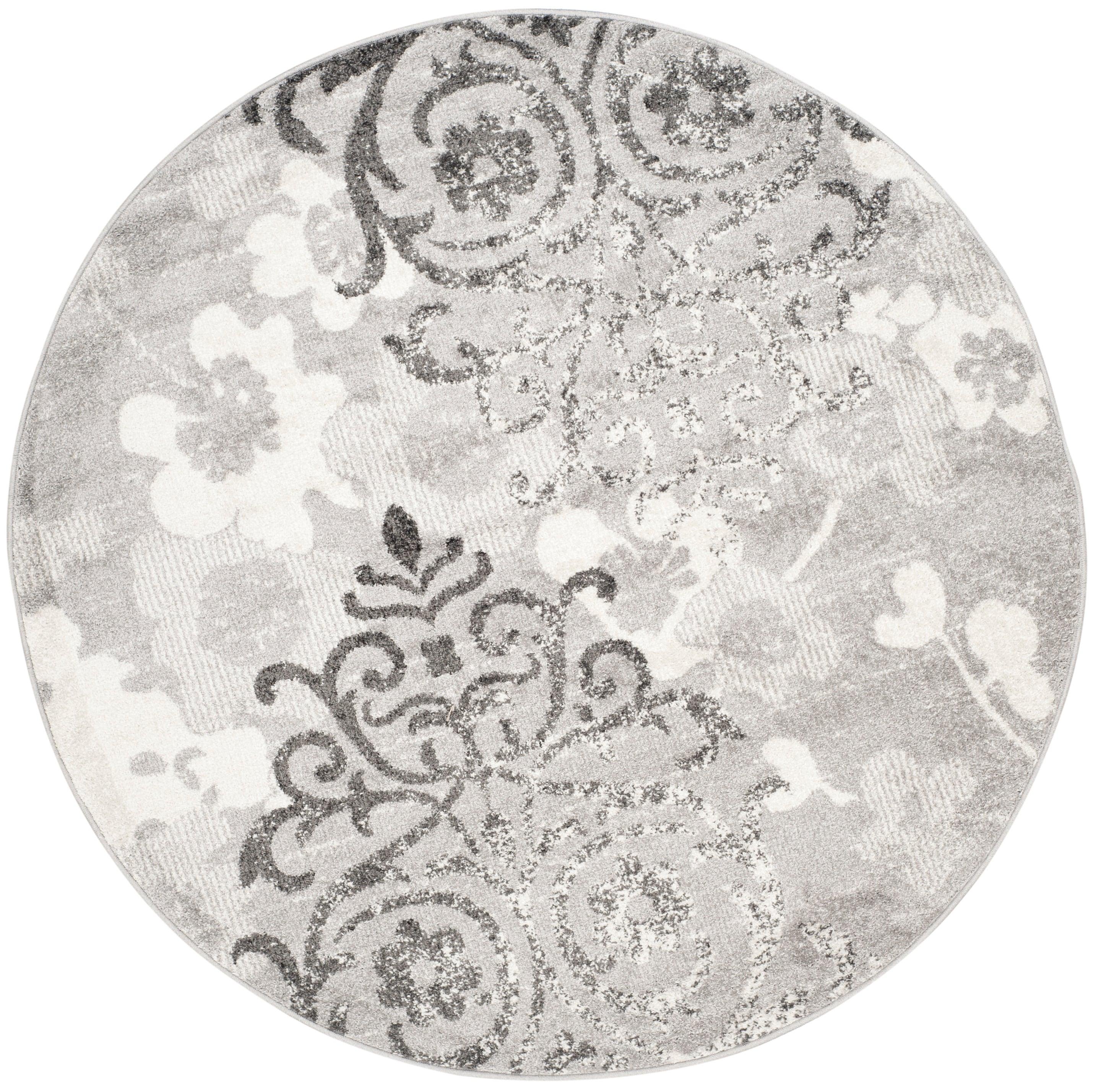 Adirondack ADR114 Machine Made Indoor Area Rug - Silver/Ivory - 6' Round - Safavieh