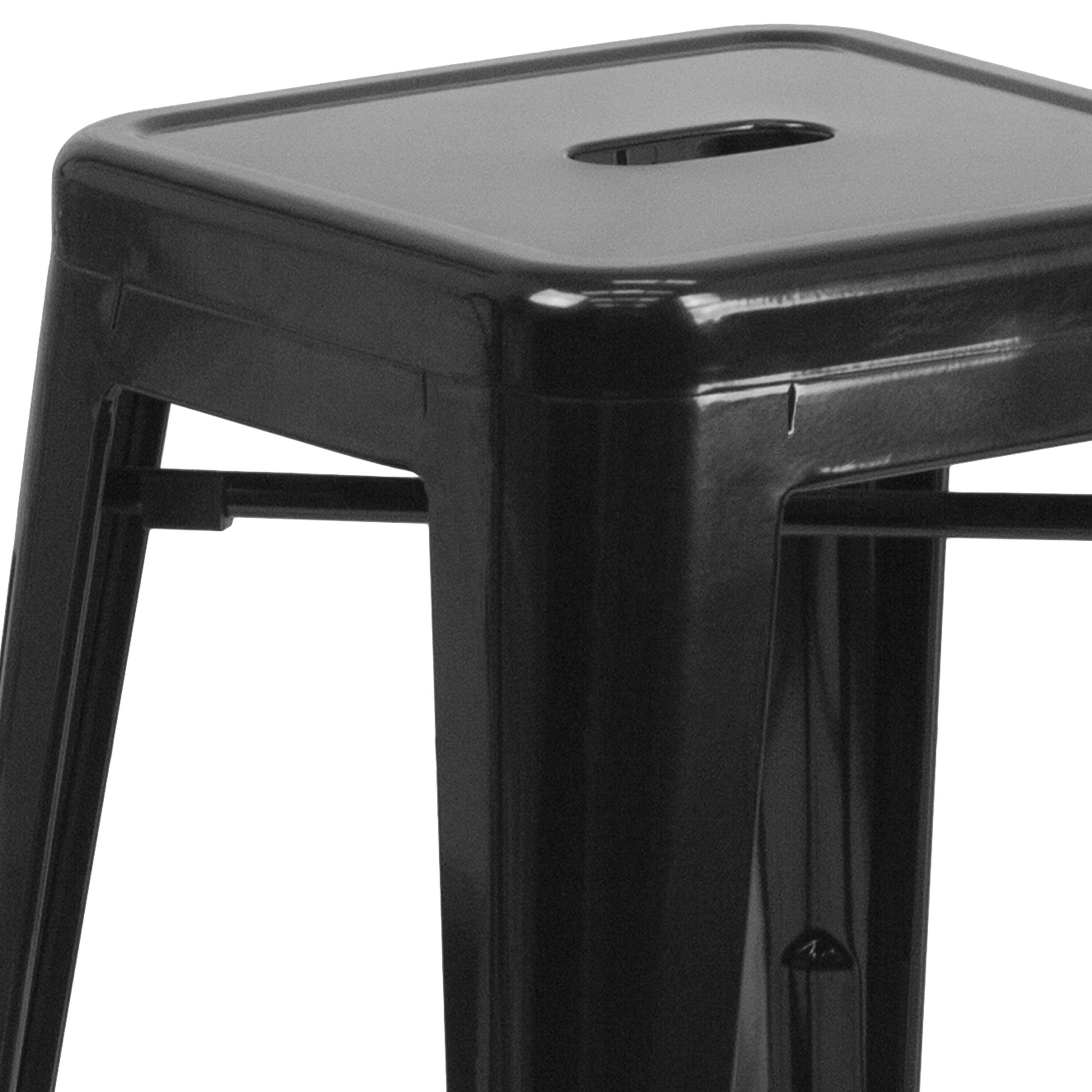 Flash Furniture Commercial Grade 30" High Backless Black Metal Indoor-Outdoor Barstool with Square Seat
