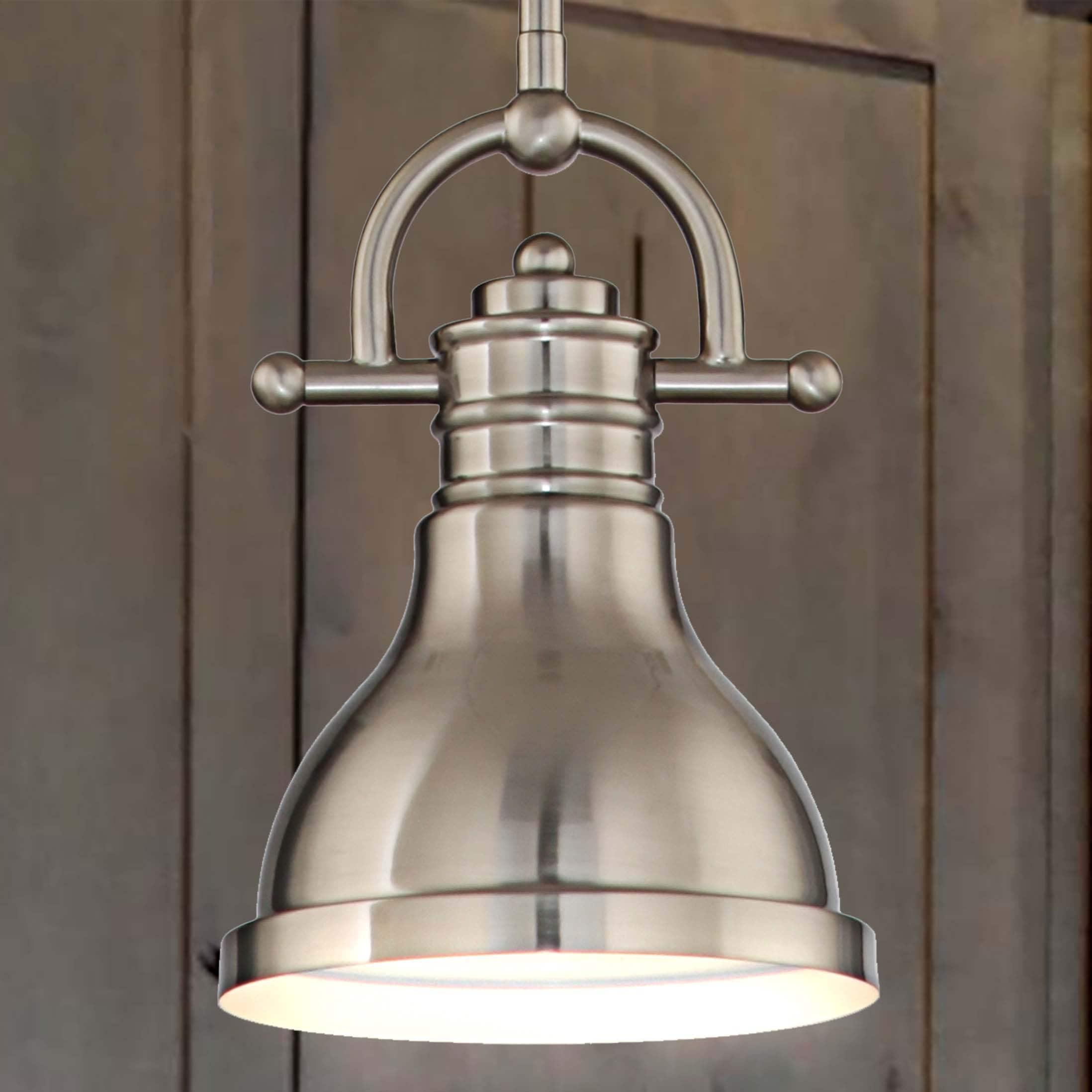 Volume Lighting  1-Light  LED Brushed Nickel Mini Downrod Pendant l - Brushed Nickel