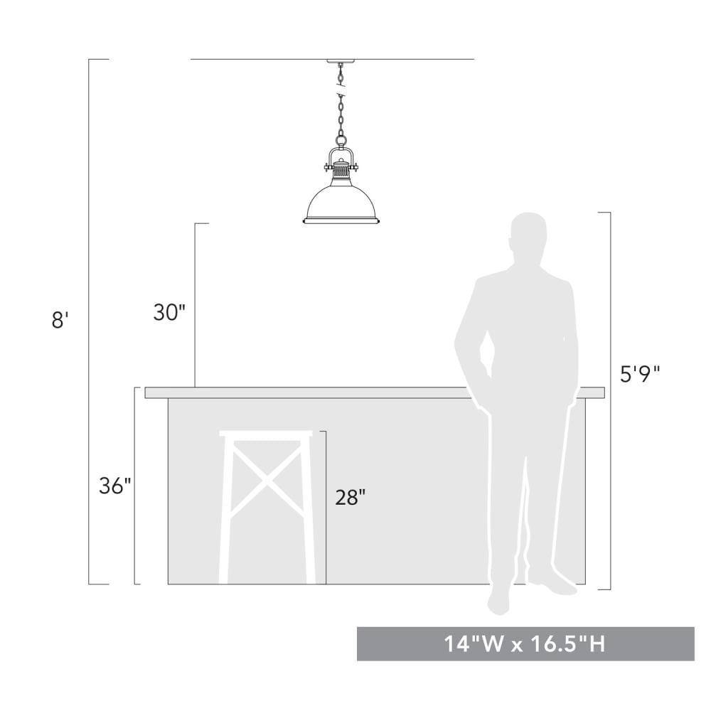 Golden Lighting Duncan 1-Light Large Pendant with Chain in Matte Black