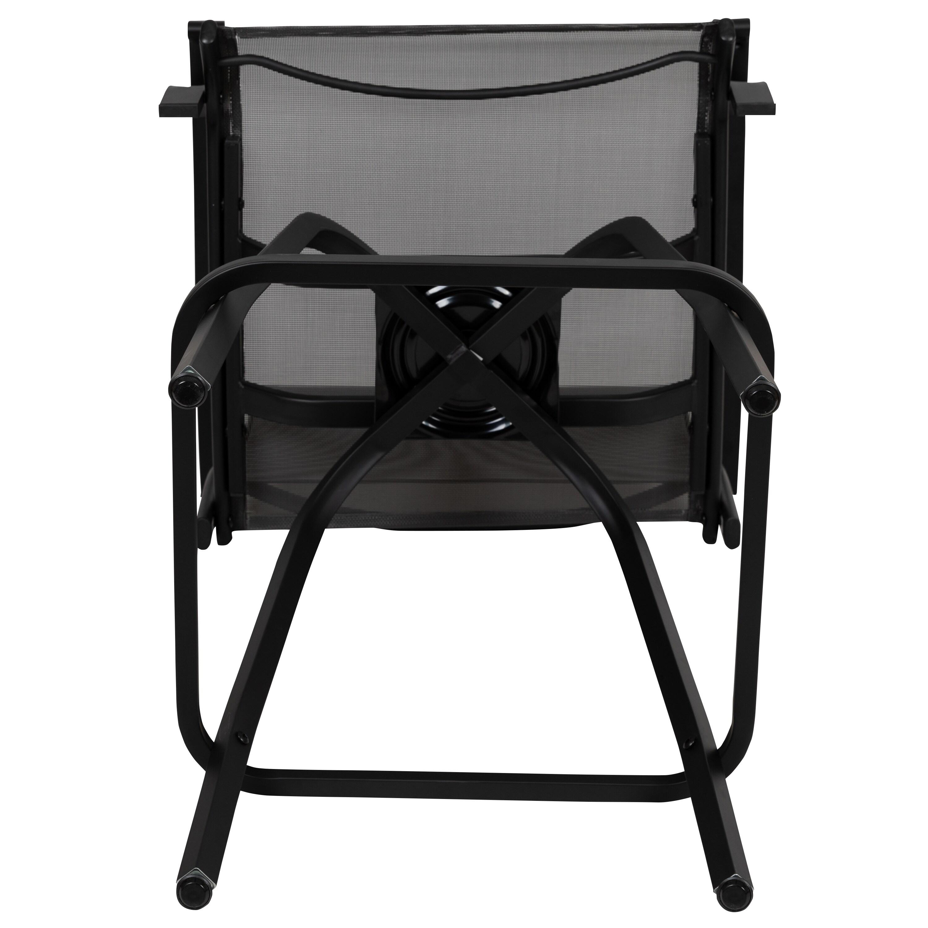 Flash Furniture Patio Bar Height Stools Set of 2, All-Weather Textilene Swivel Patio Stools and Deck Chairs with High Back & Armrests in Gray