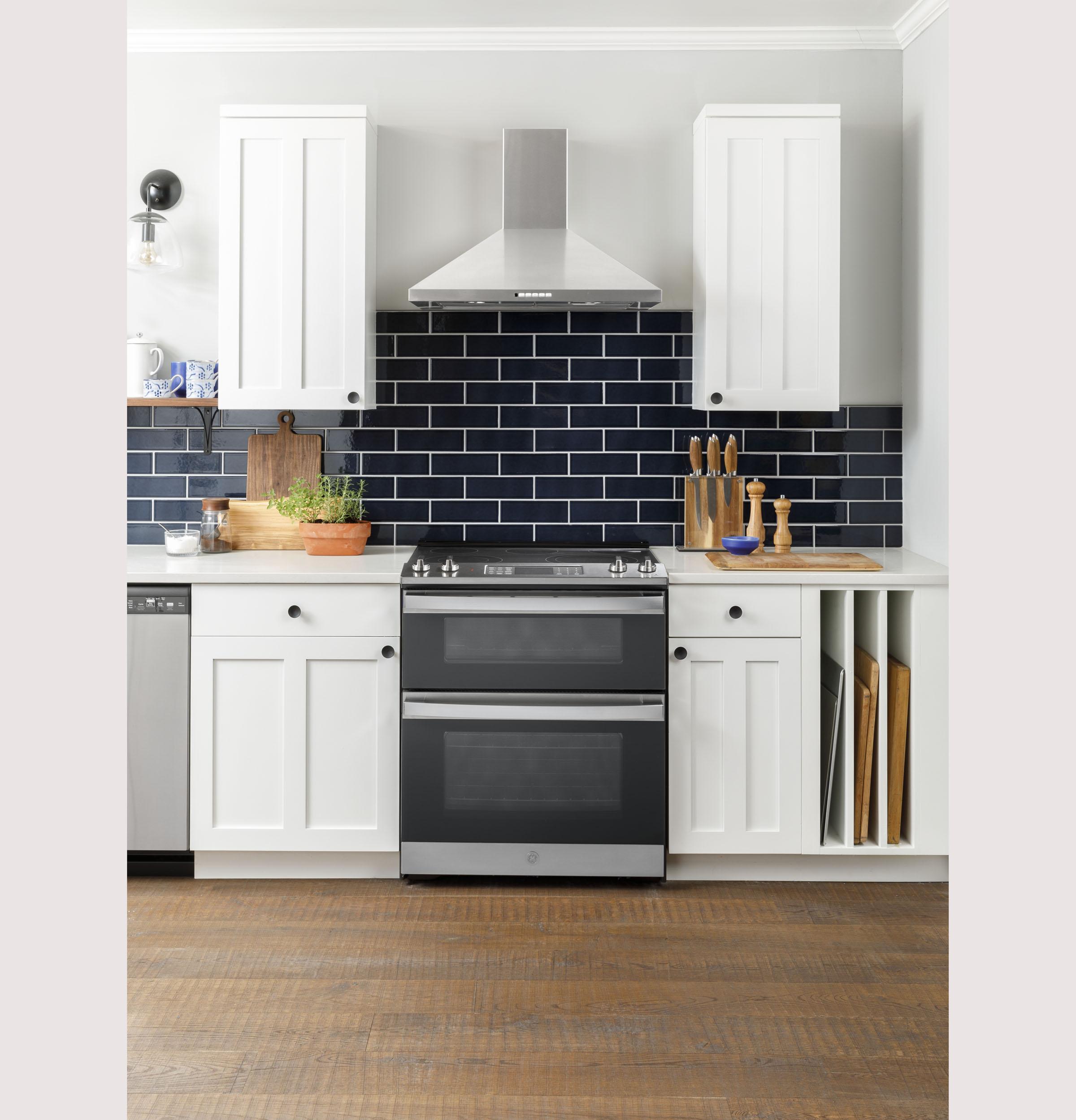 GE Appliances 30 in 66 cu ft Slide In Double Oven Electric Ranges in Stainless Steel