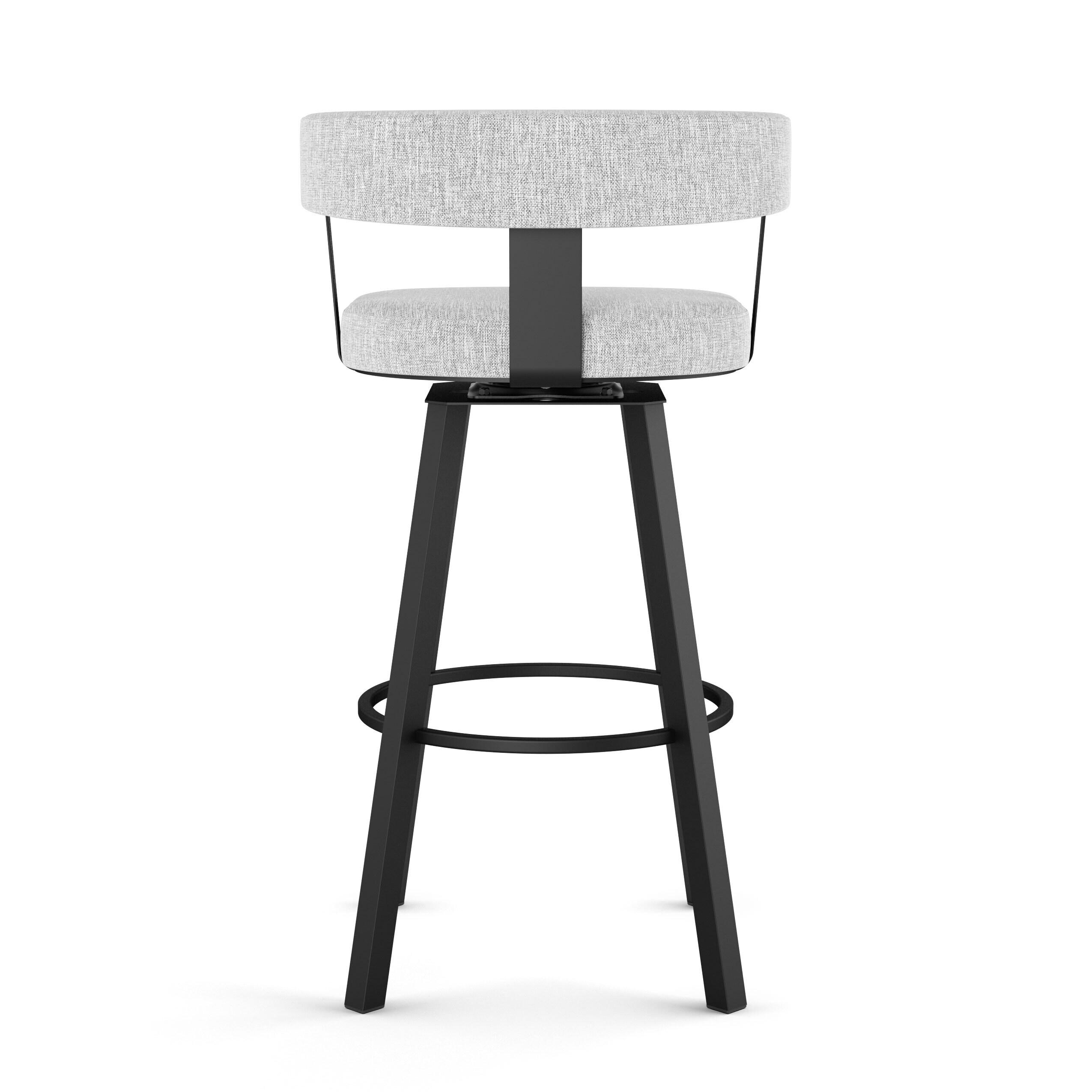 Amisco Parker 26 In. Swivel Counter Stool - Grey White Polyester / Black Metal