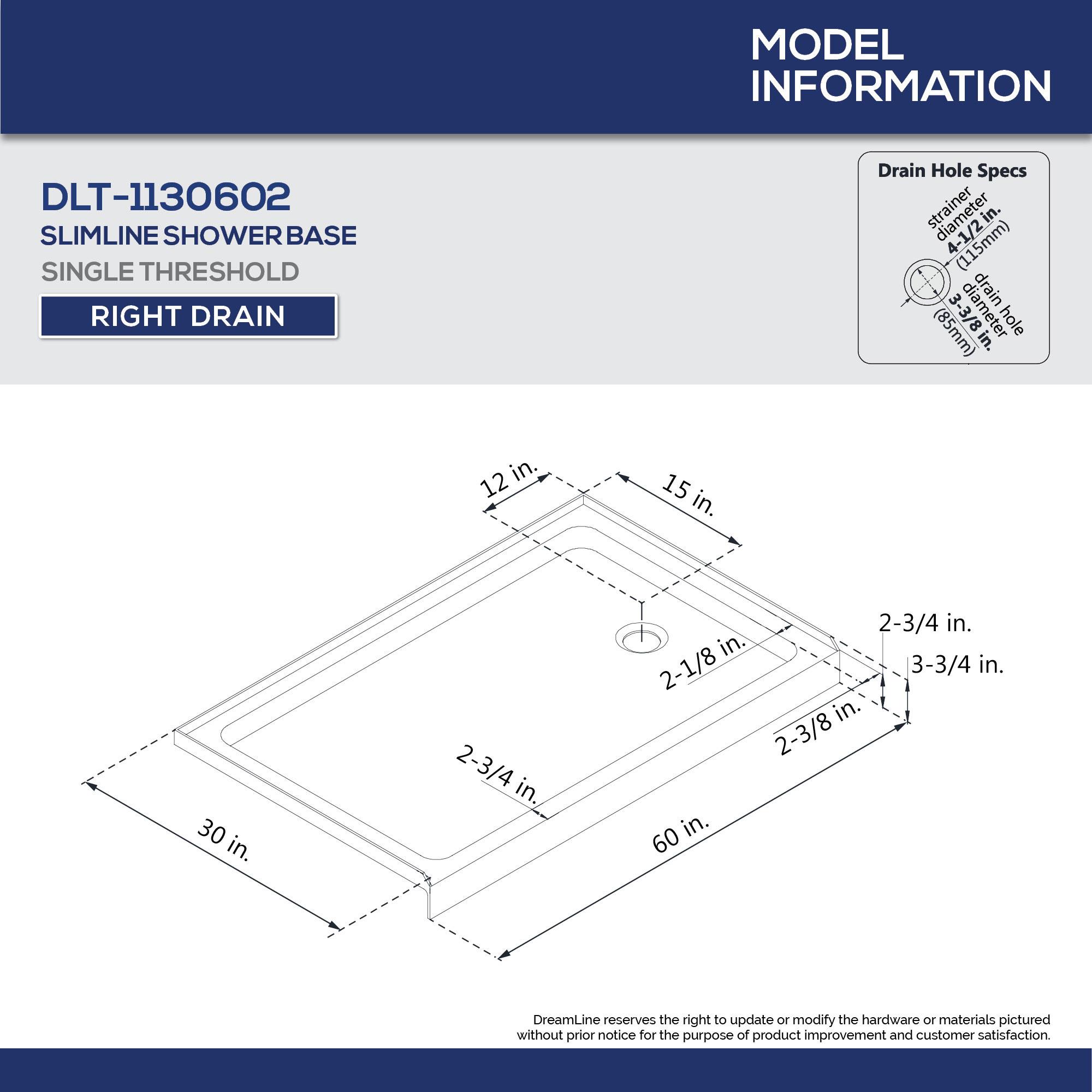 Visions 60" W x 74.75" Semi-Frameless Shower Encolusure