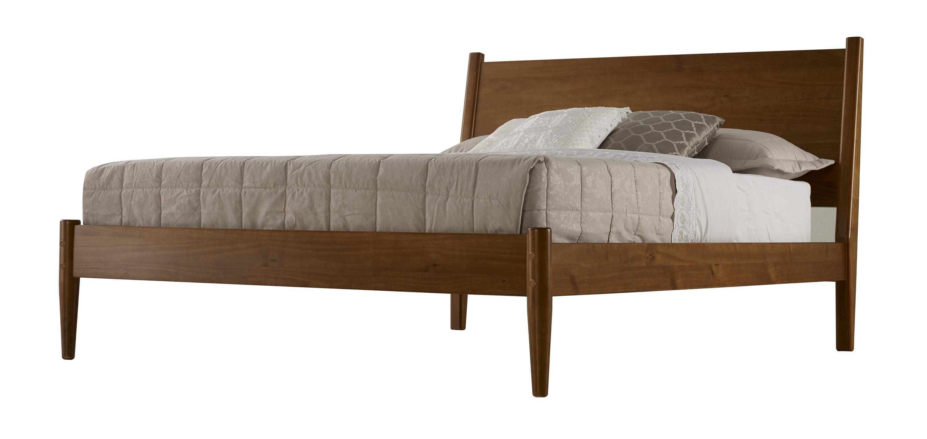Camaflexi Mid Century Platform Bed Wood Panel Bed Frame with Headboard, Full, Castanho