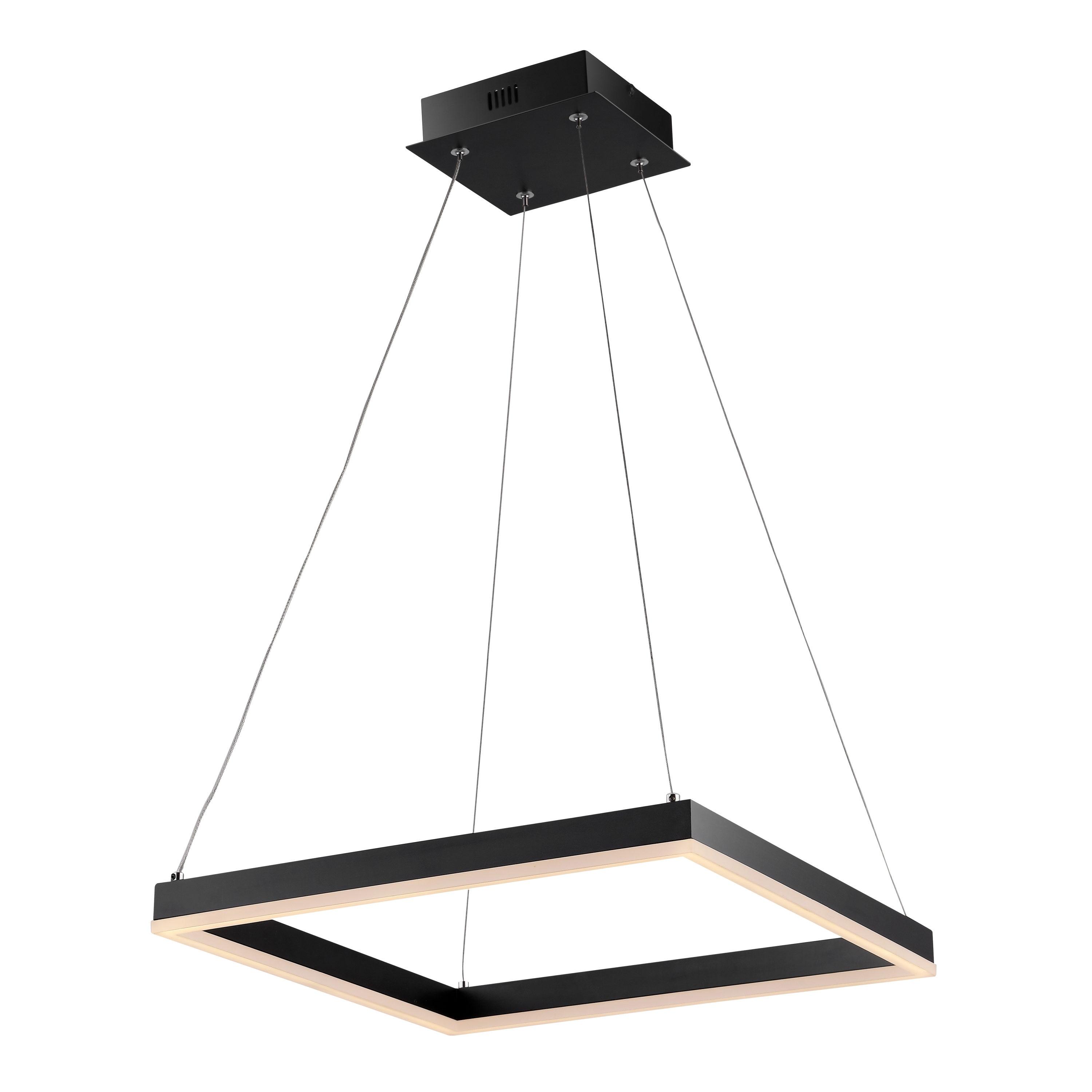 15.75" 1-Light Nero Square Modern Contemporary Aluminum Integrated LED Hoop Pendant Black - JONATHAN Y: ETL Listed, Adjustable Height