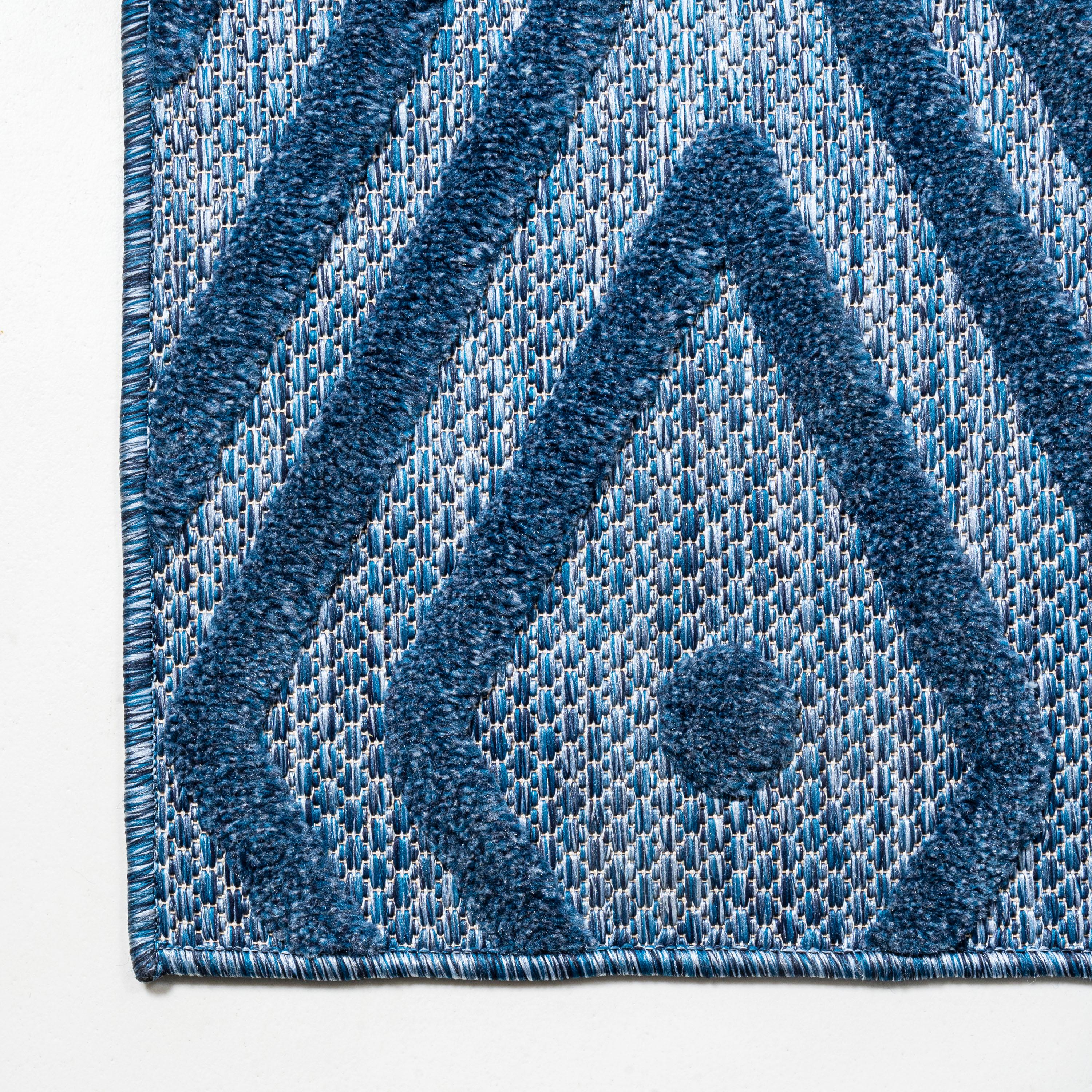 5'x8' Balansat Moroccan Diamond Indoor/Outdoor Area Rug, Navy - JONATHAN Y