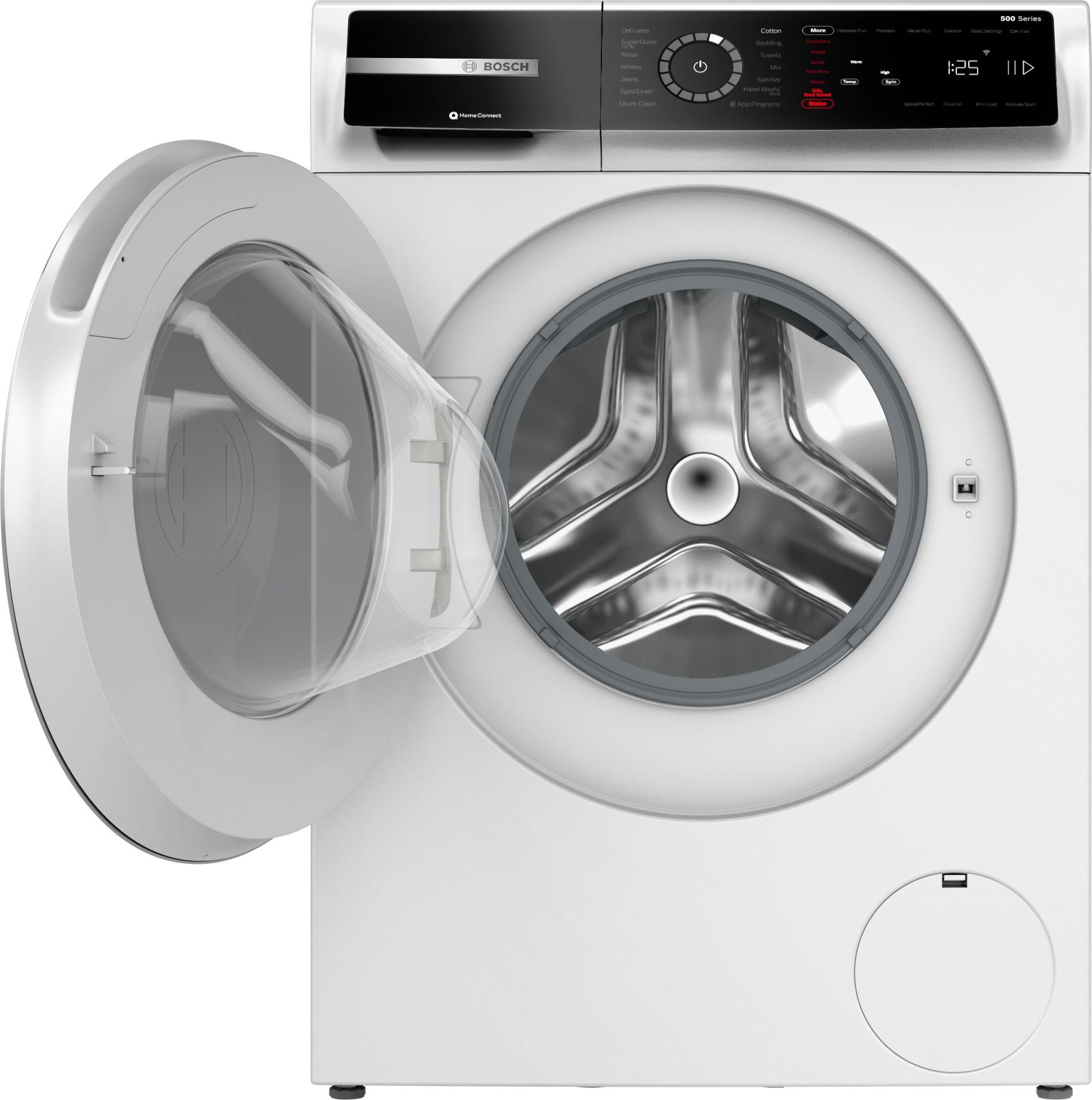 Bosch 500 Series White Smart Front Load Washer with Stainless Steel Drum