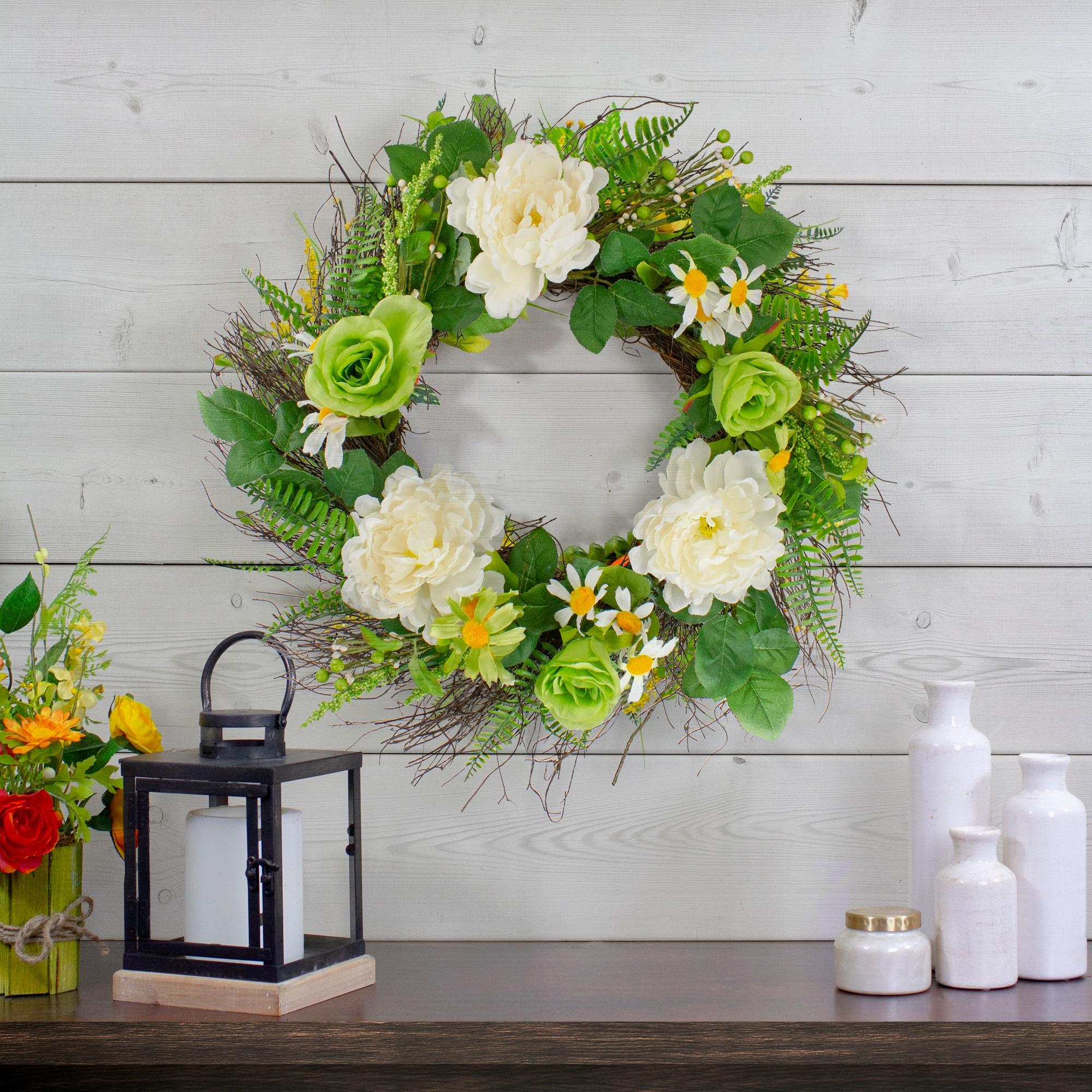 Northlight Mixed Floral Artificial Spring Wreath, 22-Inch
