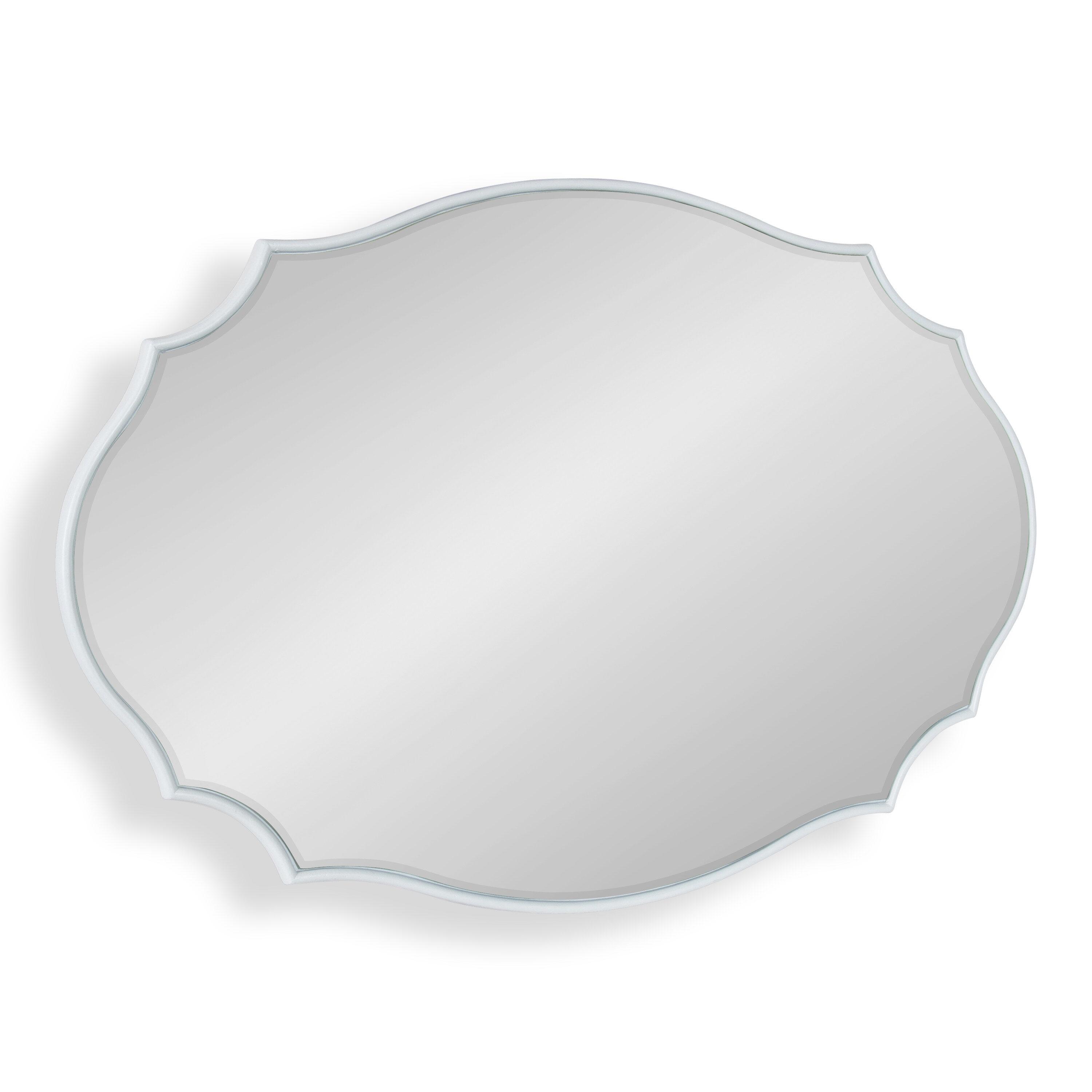24" x 36" Leanna Scallop Wall Mirror White - Kate & Laurel All Things Decor: Modern Oval Framed, No Assembly Required