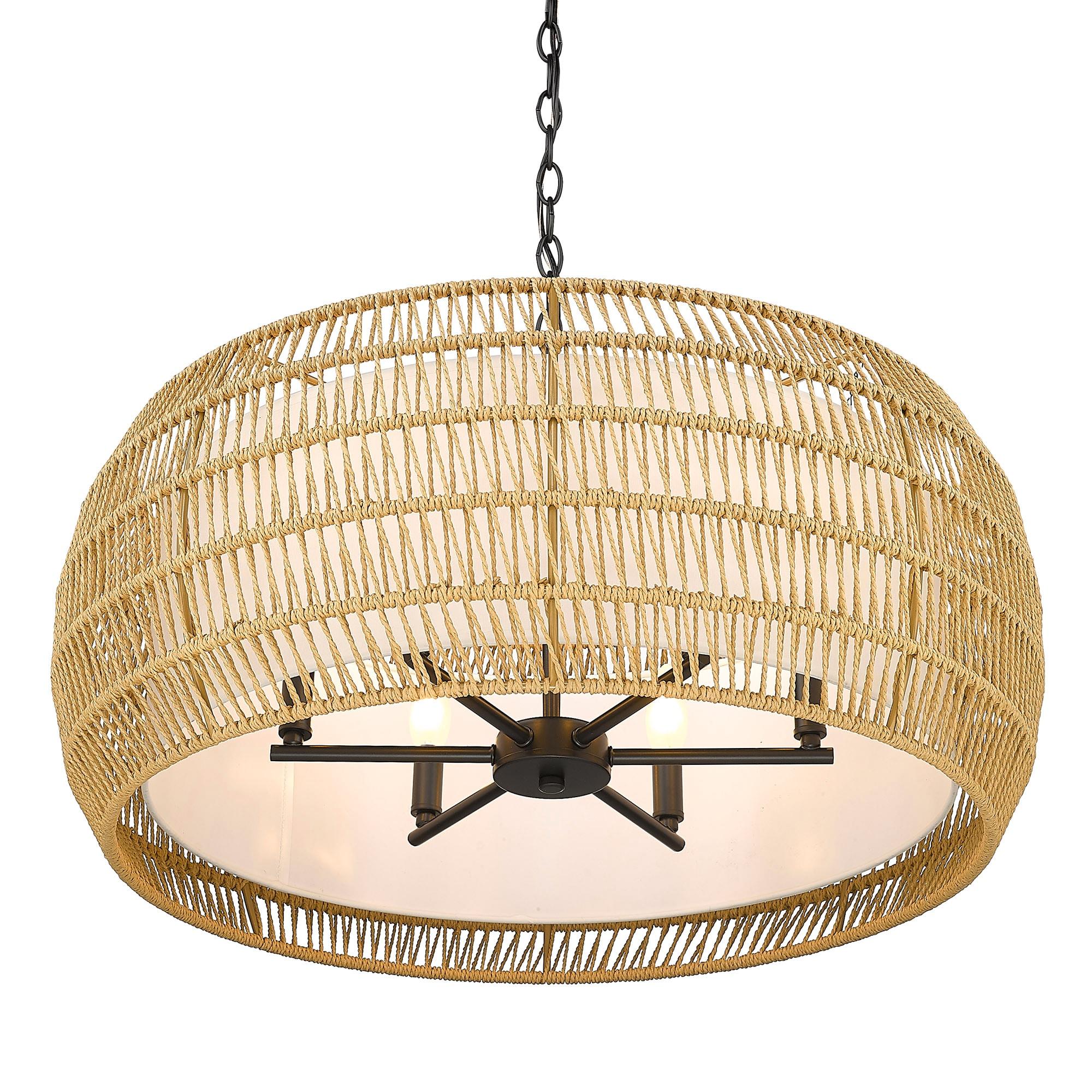 Chapple 6 - Light Steel Dimmable Drum Chandelier