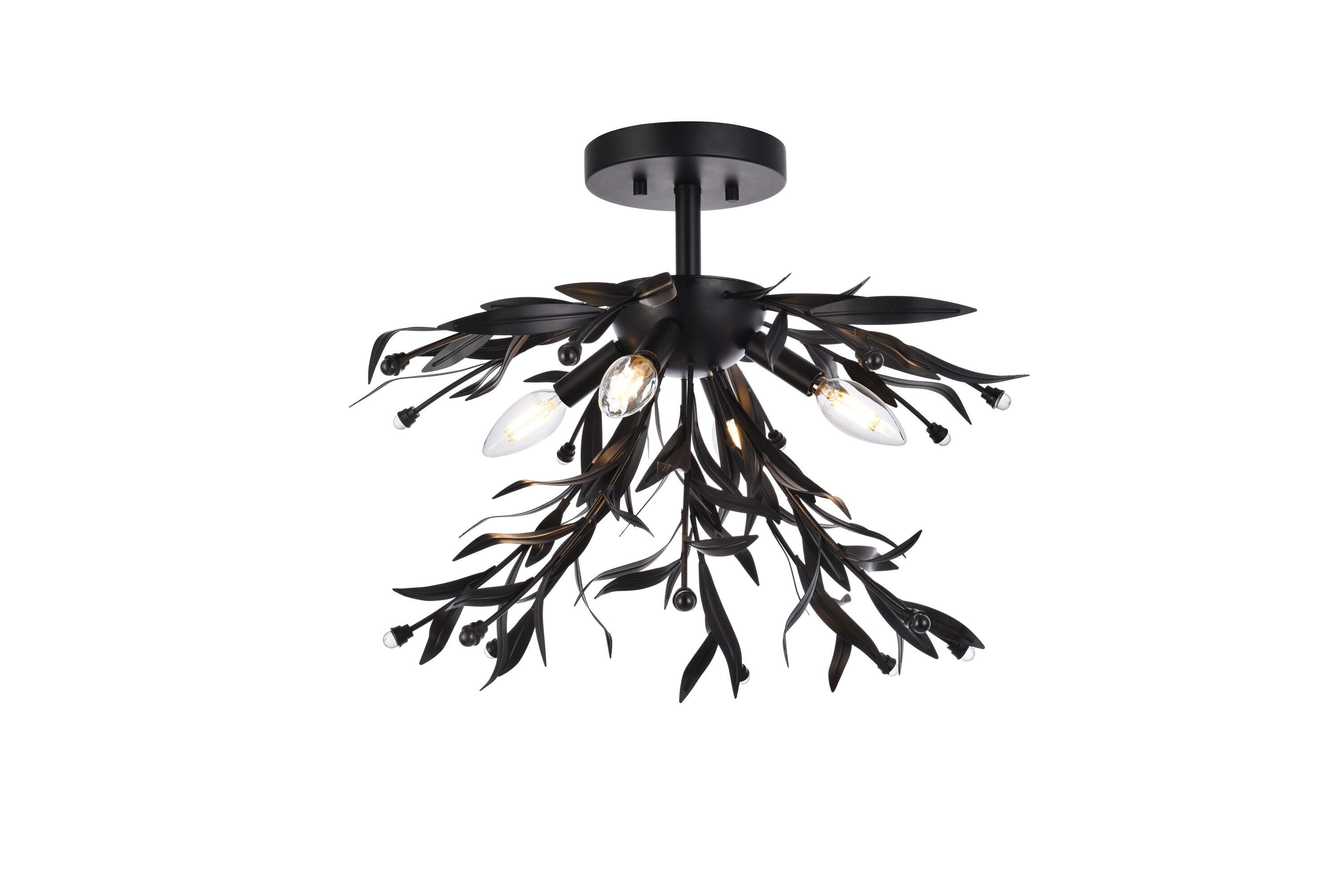 Elegant Lighting Priscilla 18.5 inch flush mount in black