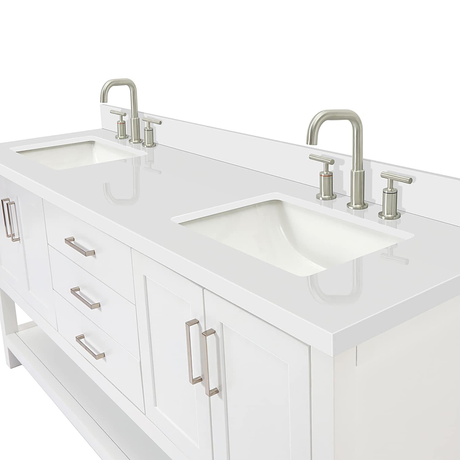 Ariel S073dwqrvo Magnolia 73" Free Standing Double Basin Vanity Set - White / Pure White