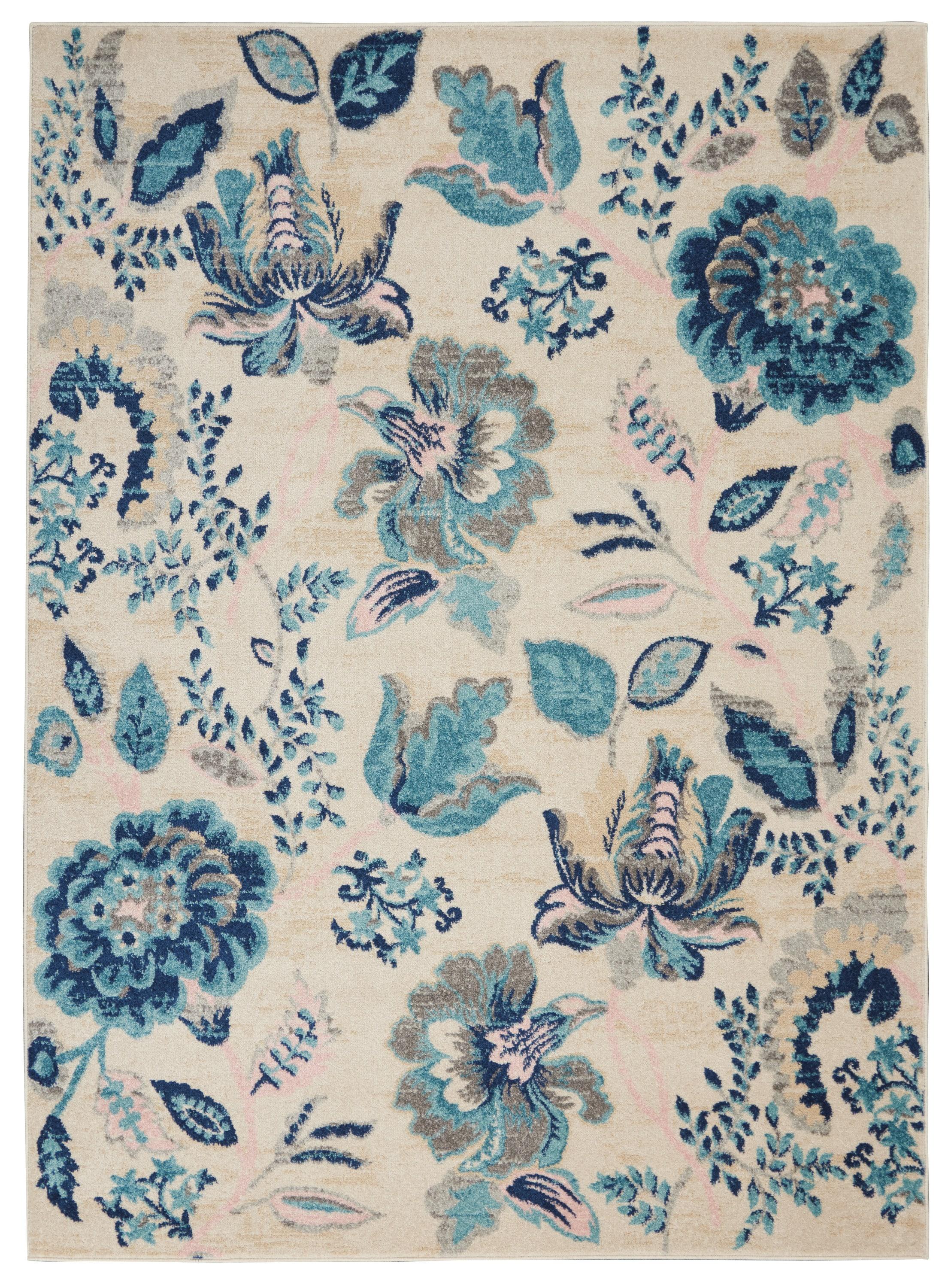 Nourison Tranquil 6' X 9' Ivory/Light Blue Indoor Area Rug French Country Eclectic Floral by Nourison