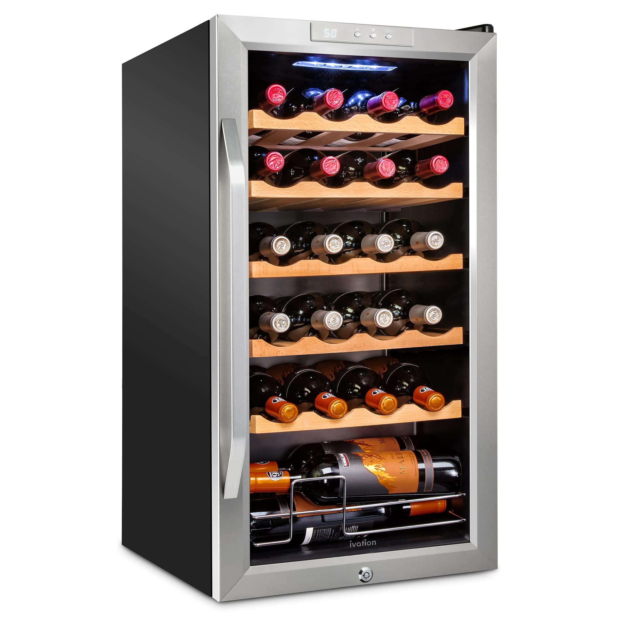 Ivation 24 Bottle Wine Cooler Fridge, Compressor Refrigerator W/Lock