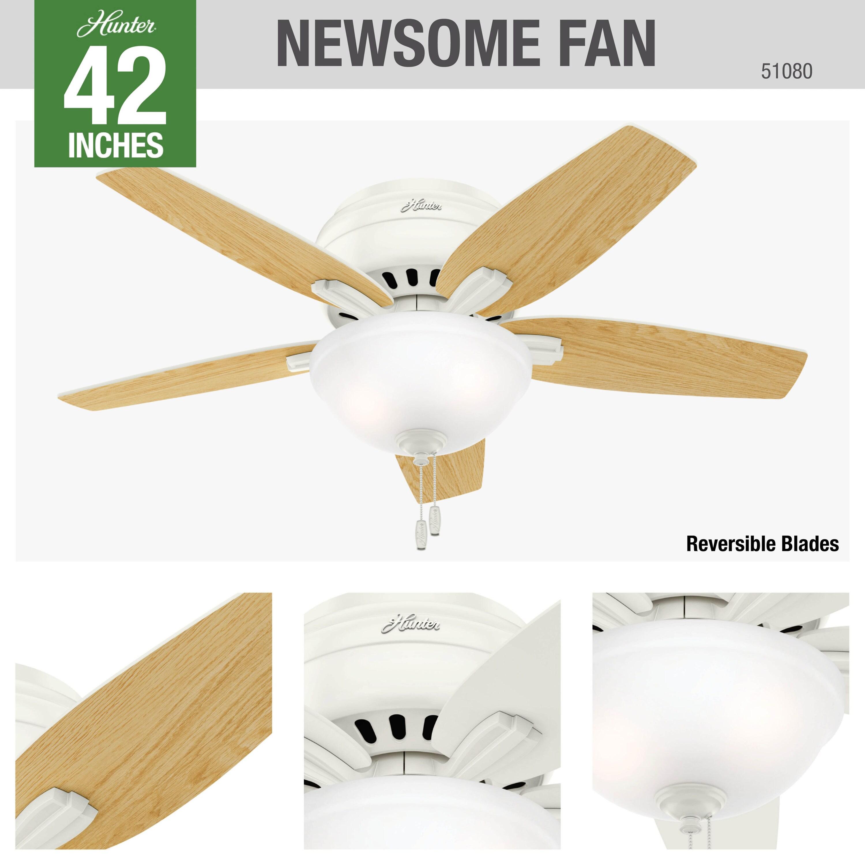 Newsome 42" 5 - Blade Traditional Flush Mount Indoor Ceiling Fan with Lights and Pull Chains