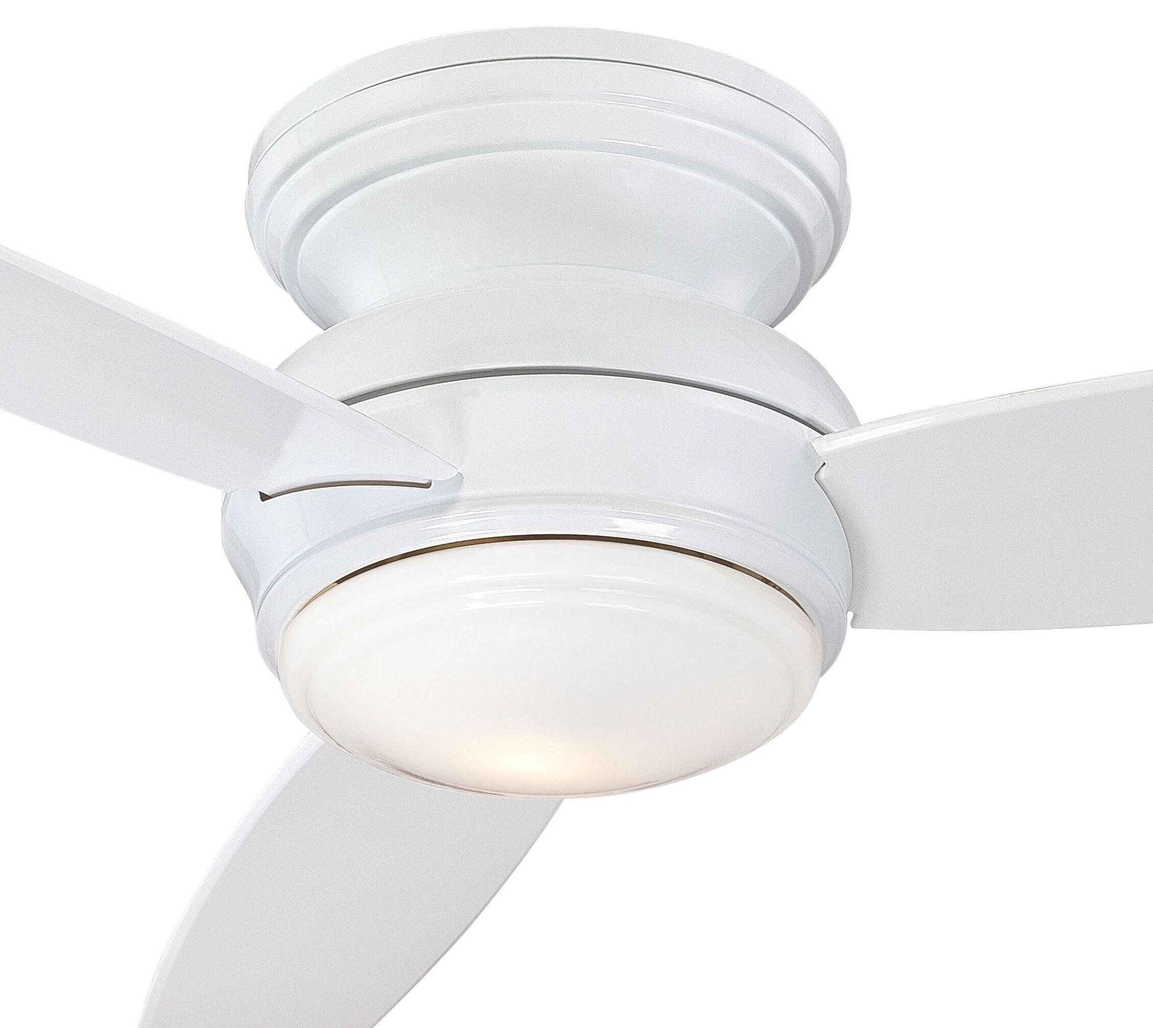 44" Minka Aire Vintage Hugger Outdoor Ceiling Fan with LED Light White Wet Rated for Patio Exterior House Porch Gazebo Garage Barn