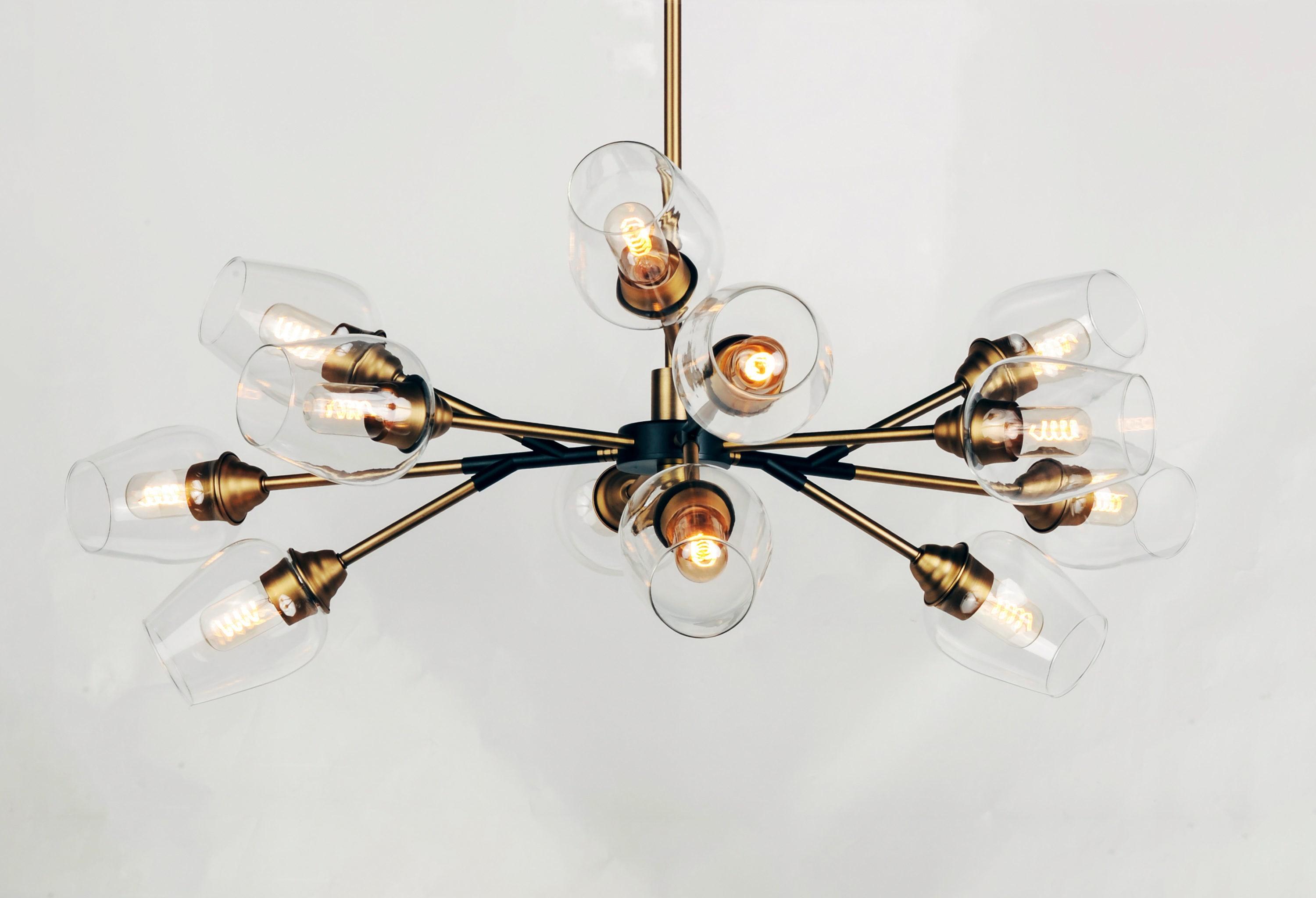 Maxim Lighting Savvy 12 - Light Chandelier in  Antique Brass/Black
