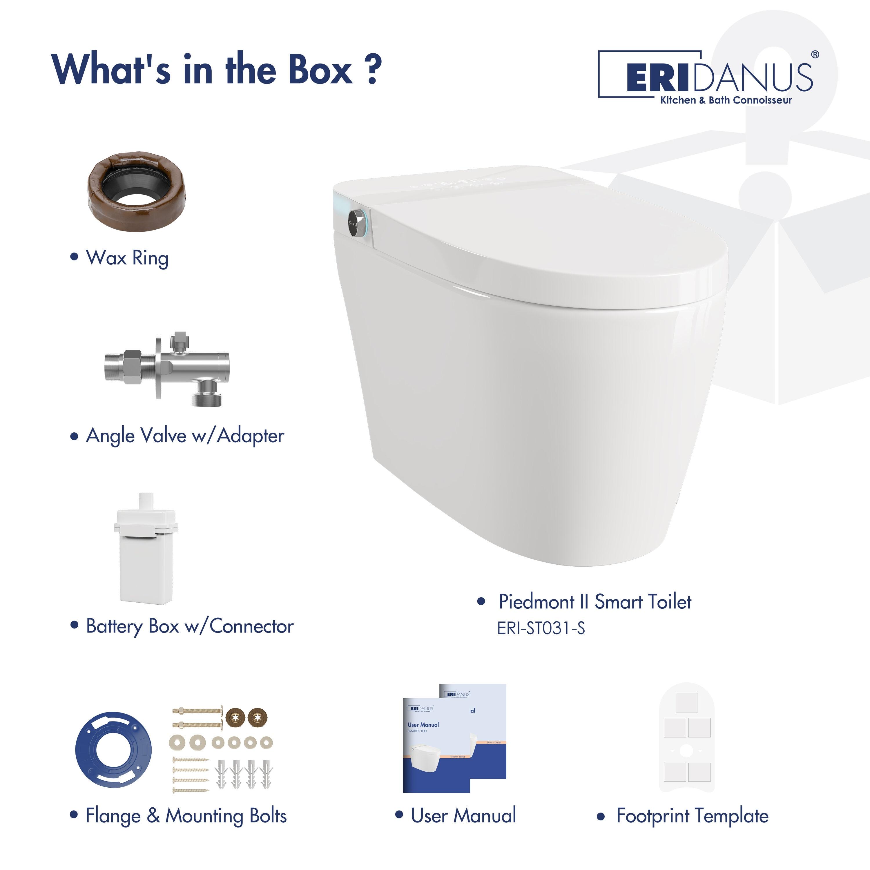 Eridanus White Vitreous China Smart Bidet Toilet with Heated Seat and Remote Control