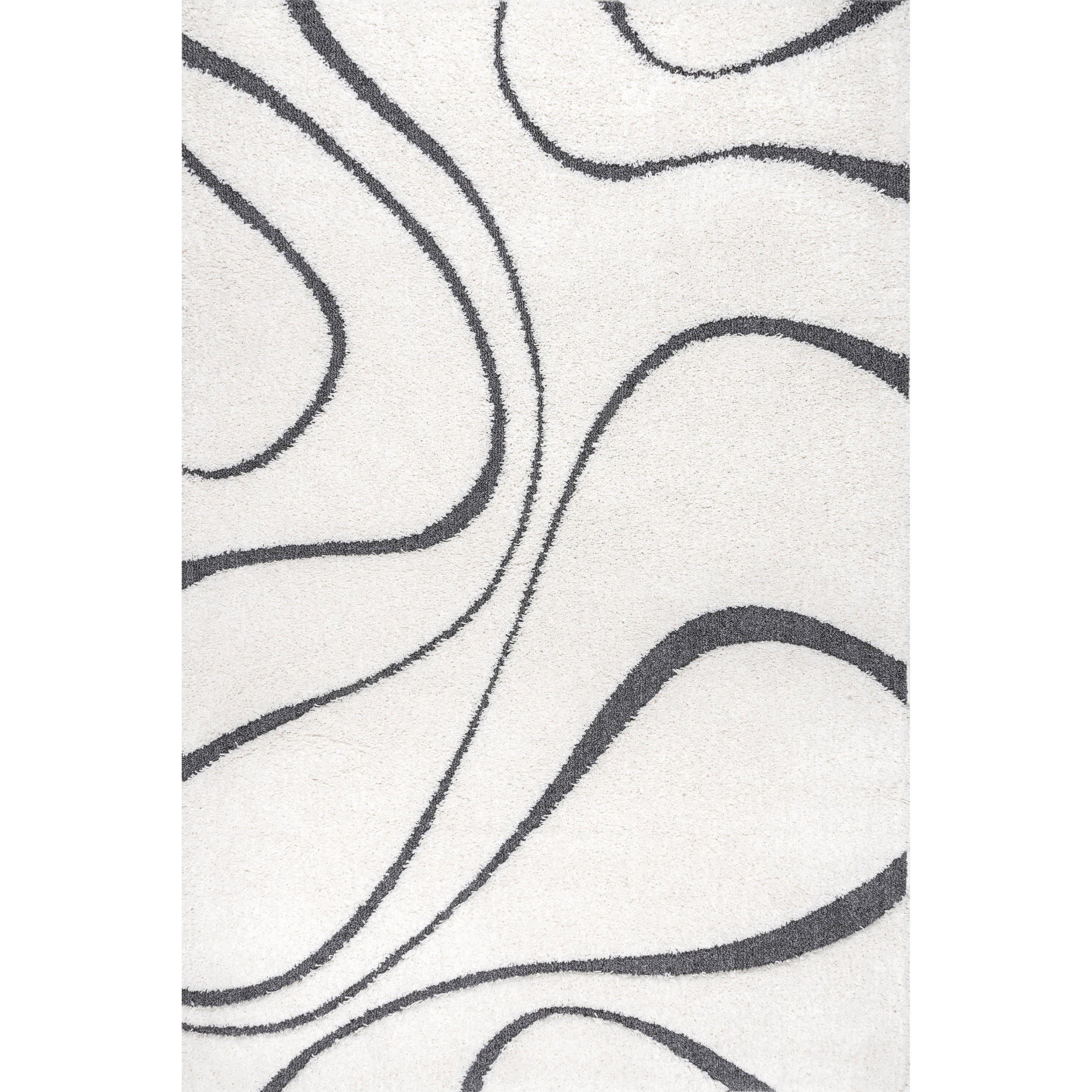 Nuloom Carolyn Abstract 7x9 Shag Indoor Area Rug for Living Room Bedroom Dining Room Nursery, Beige/Grey