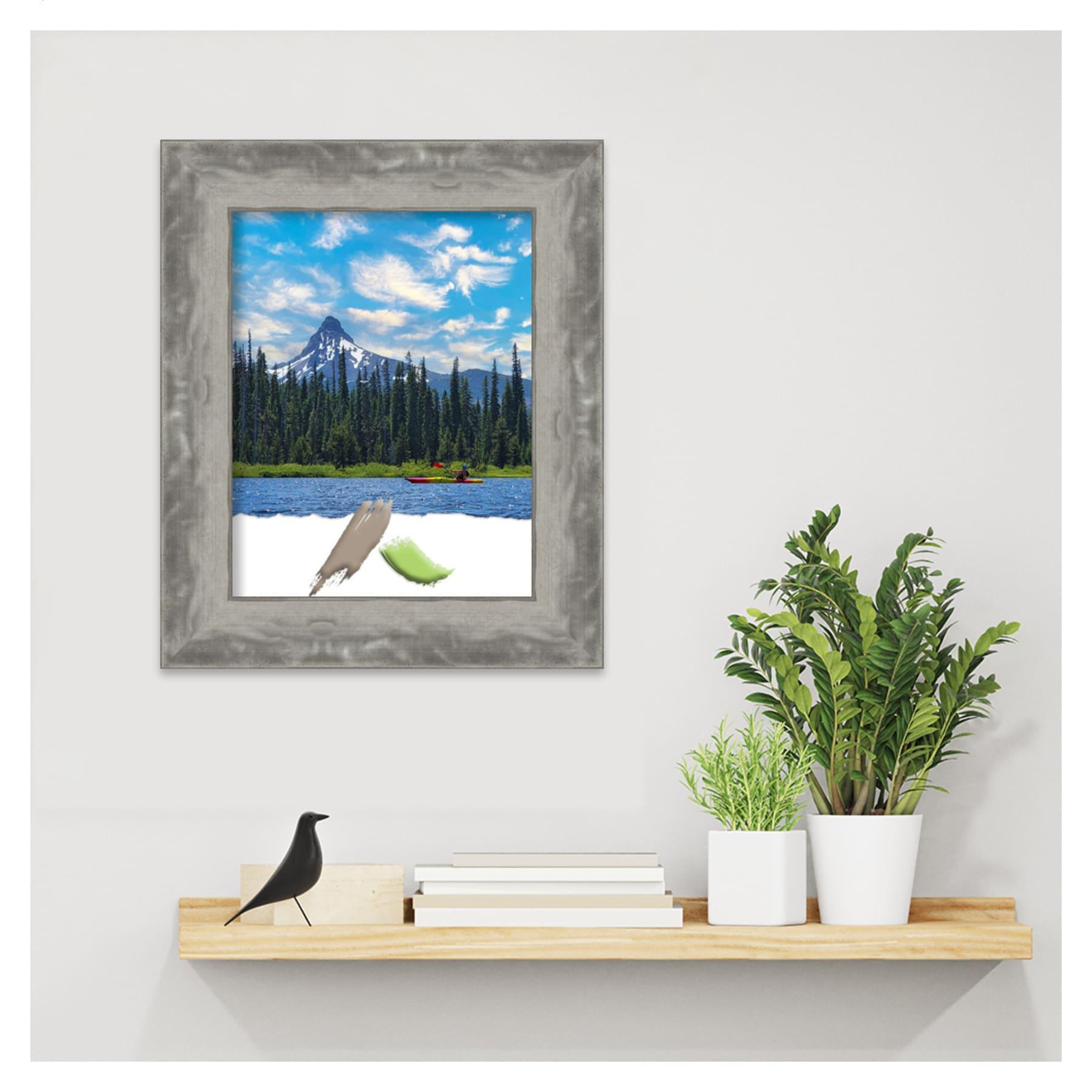 Amanti Art Waveline Silver Narrow Picture Frame Opening Size 11x14 in.