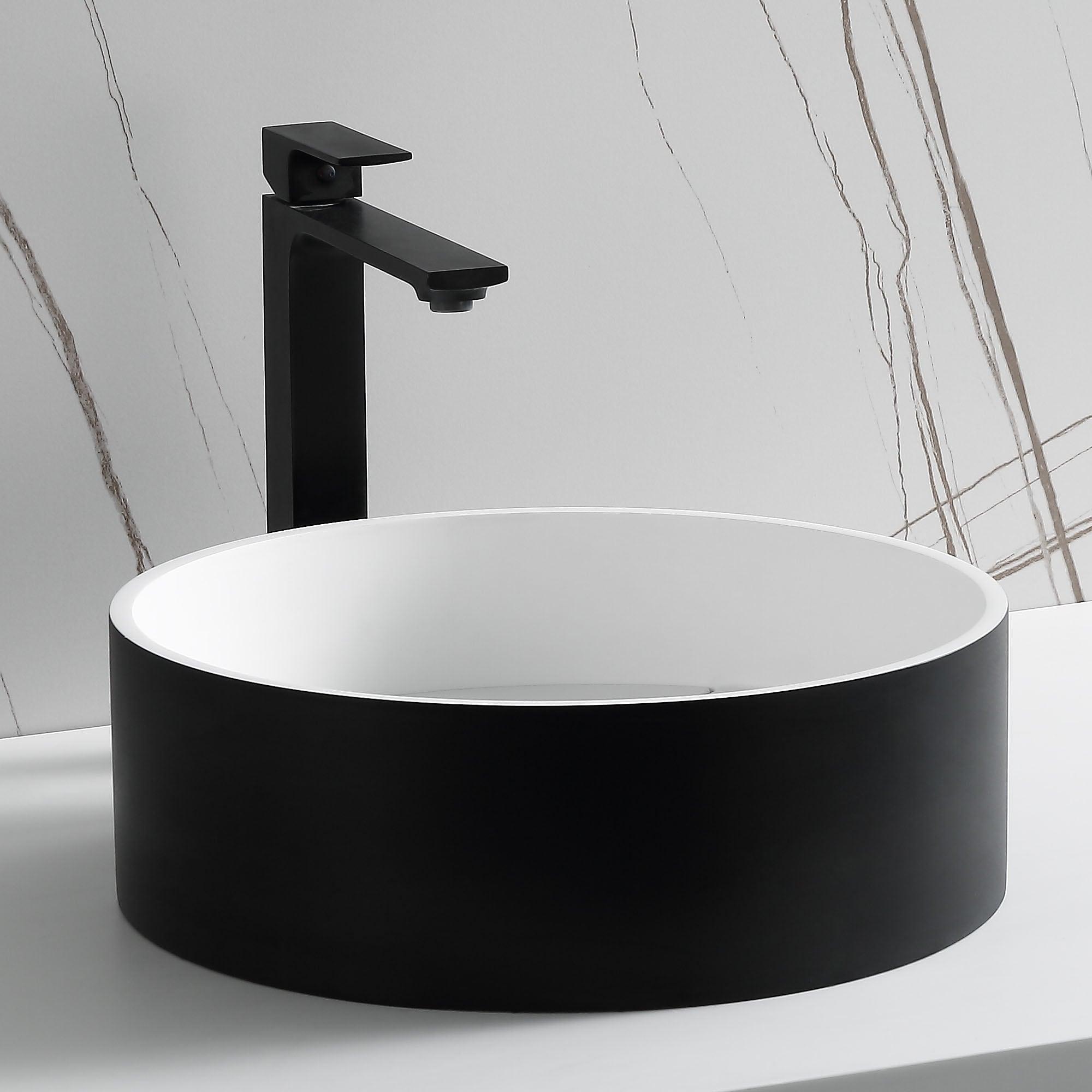 Alfi Brand 15.13'' Black/White Resin Circular Bathroom Sink