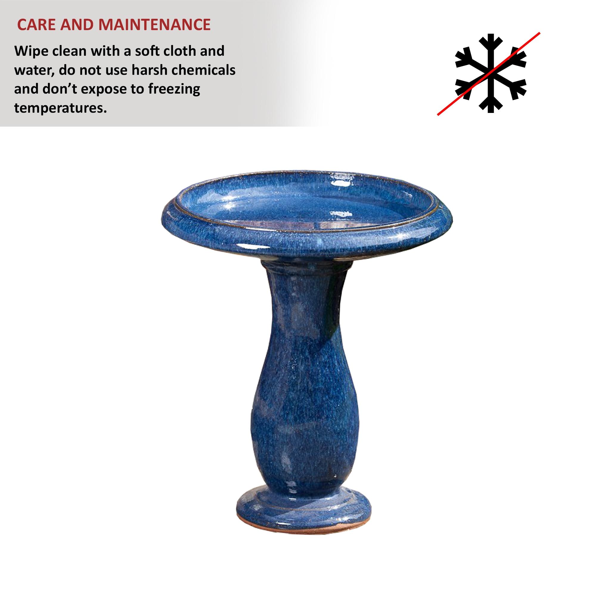 Alfresco Home 38-8611 22.75-Inches H Snow Blue Ceramic Birdbath bowl