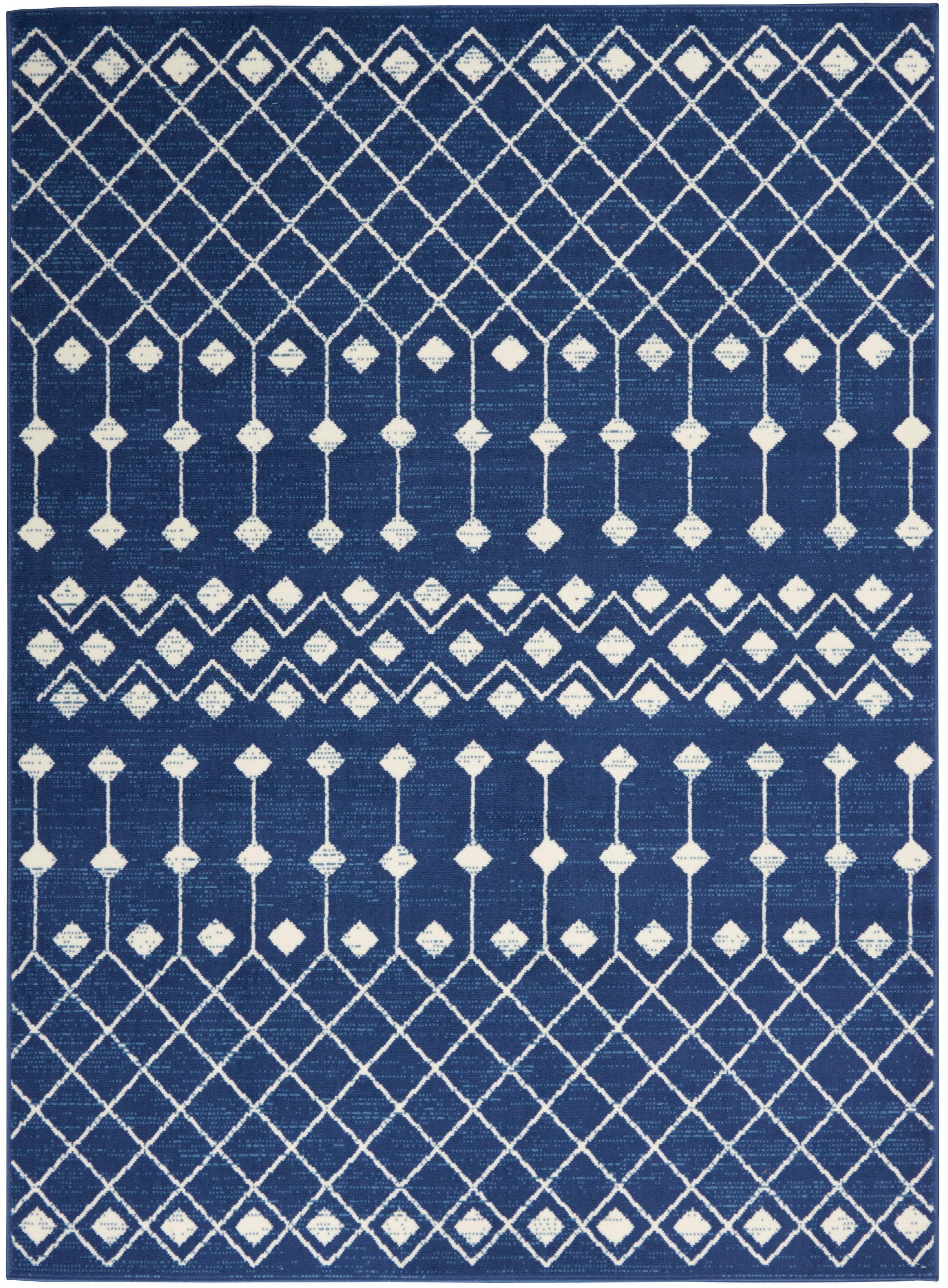 Nourison Grafix GRF37 Navy/White Indoor Area Rug - 5'3 x 7'3