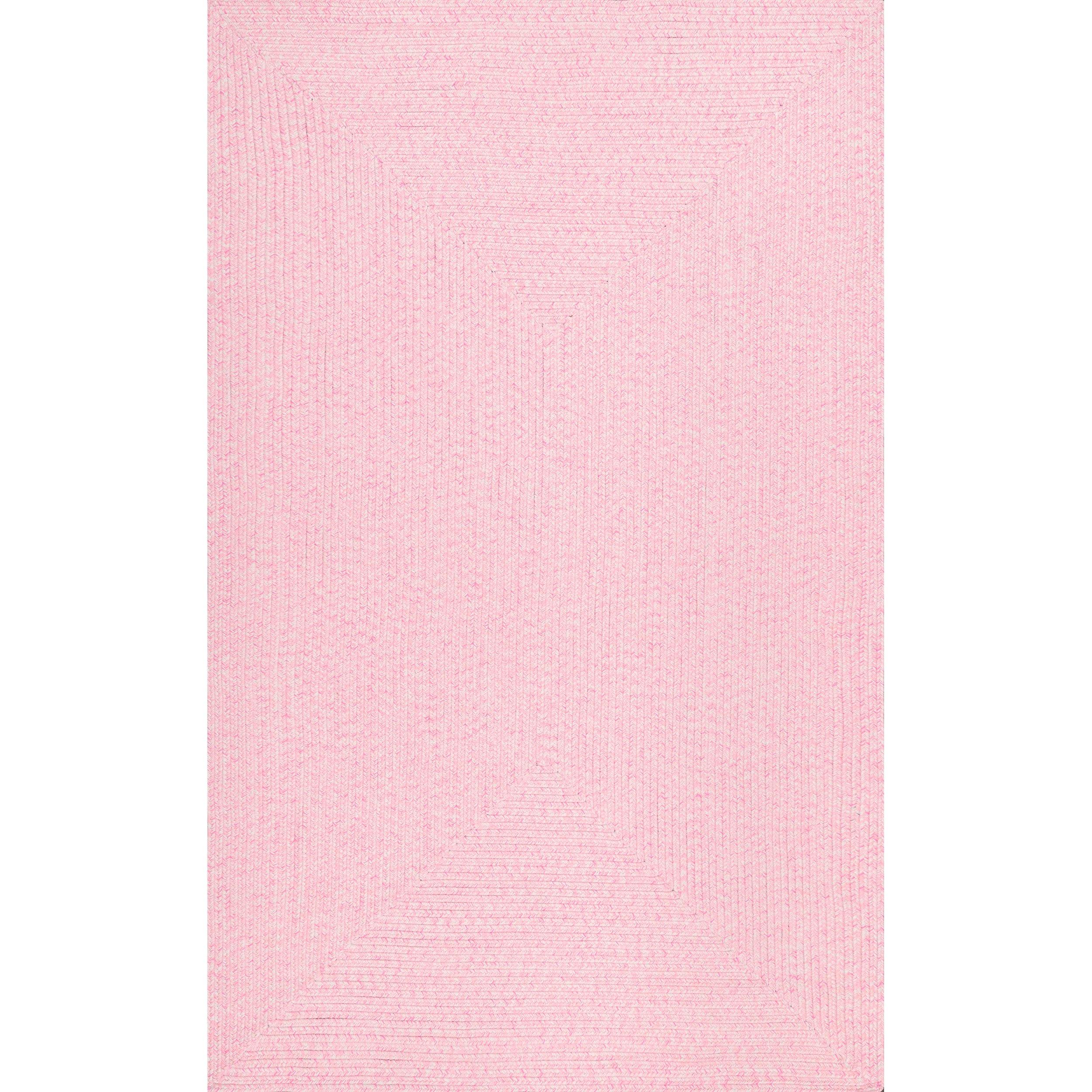 Handmade Pink Braided 25" Reversible Indoor-Outdoor Rug