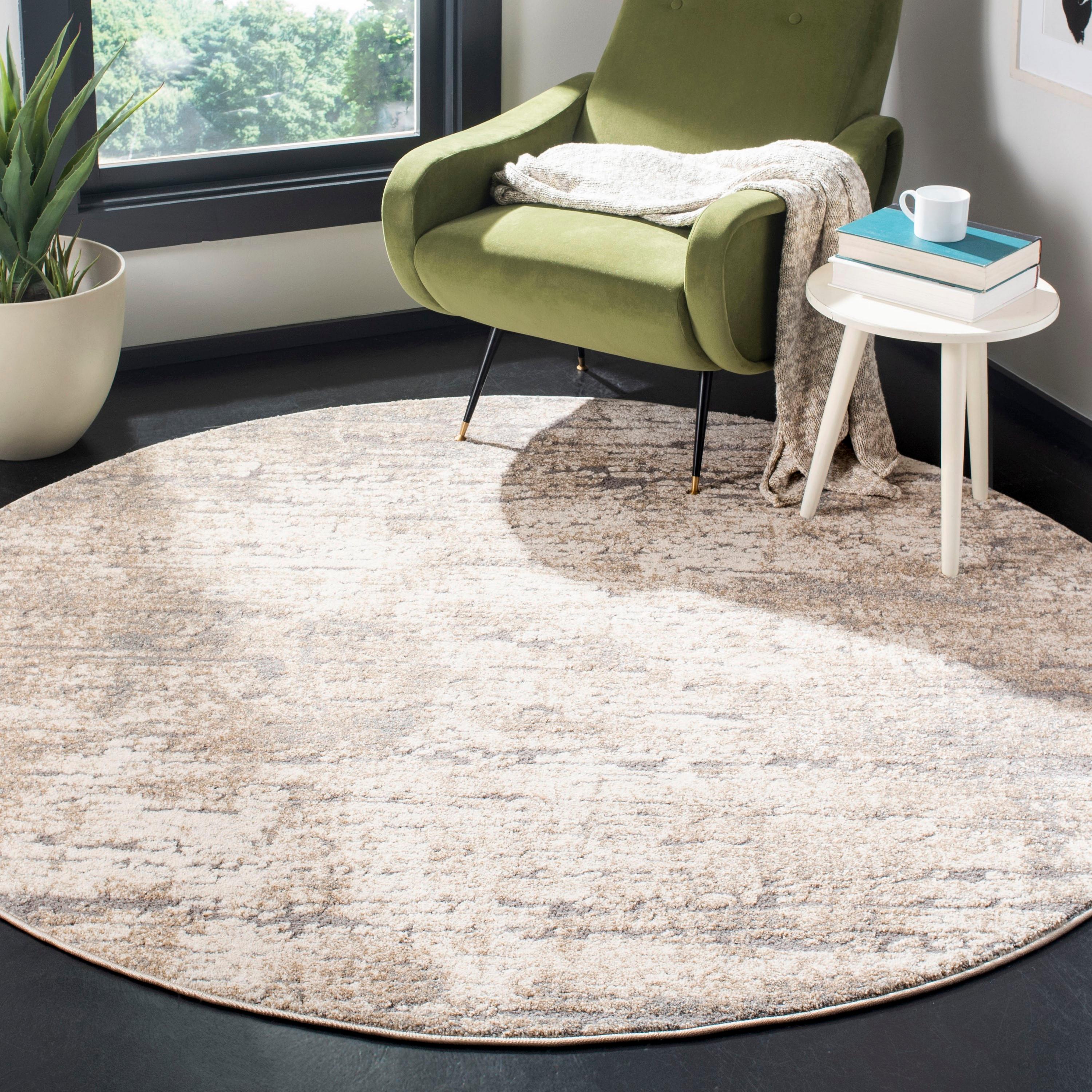 Spirit 100 SPR126 Power Loomed Indoor Area Rug - Taupe/Ivory - 6'7" Round  - Safavieh