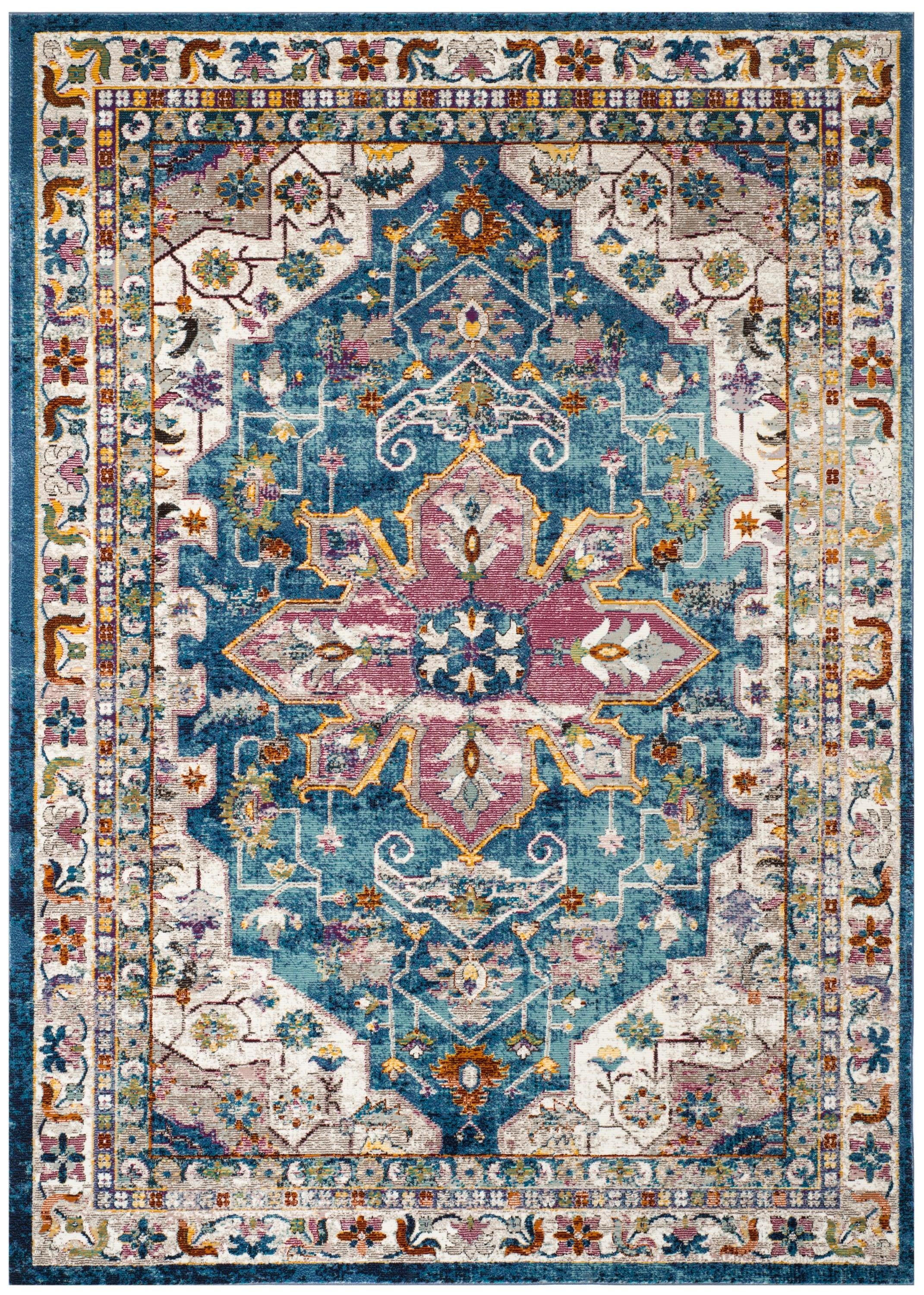 Aria ARA160 Power Loomed Area Rug - Blue/Creme - 8'9"x11'9" - Safavieh.