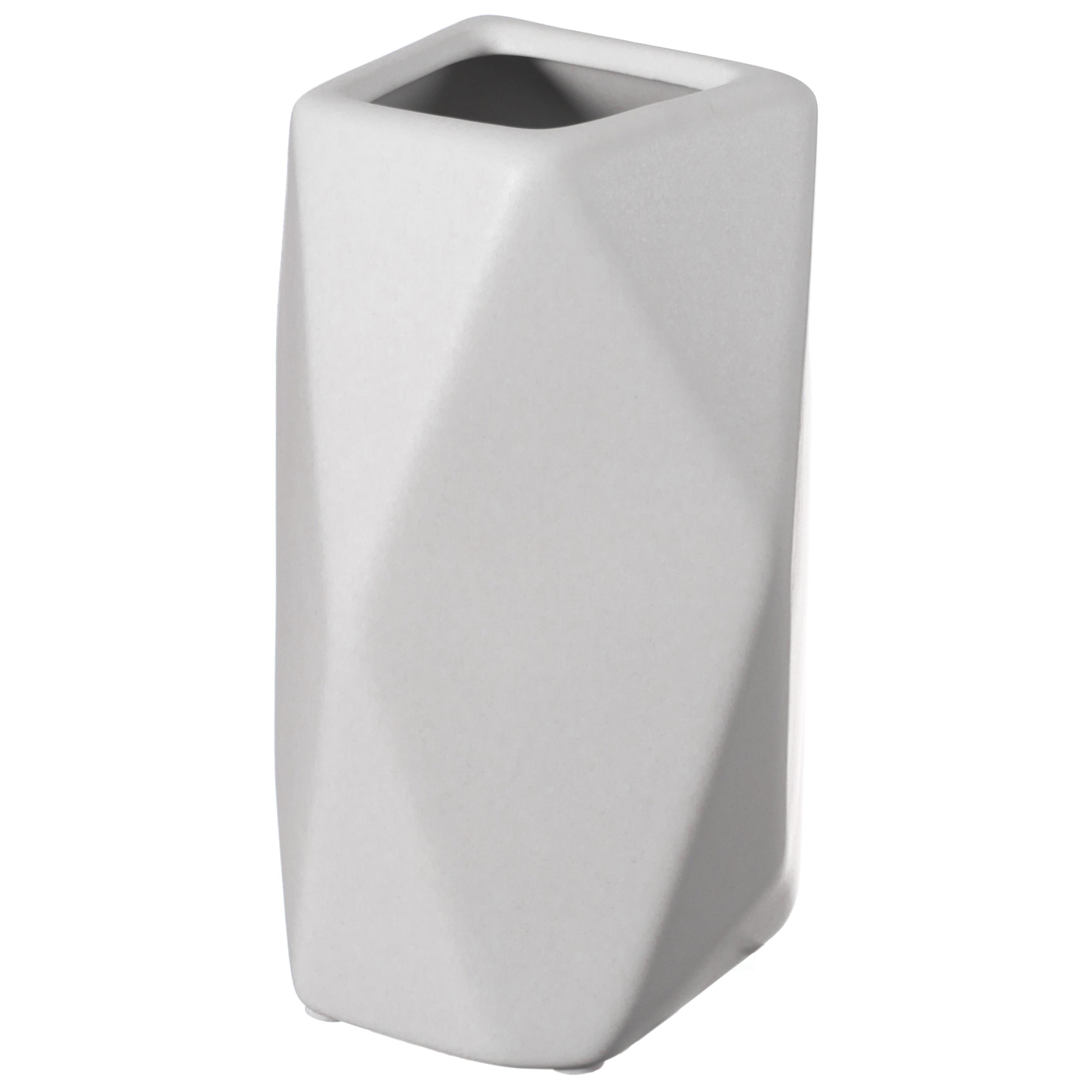 Uniquewise 8" H Decorative Ceramic Multi Paned Vase, Modern Style Centerpiece Table Vase White, Medium