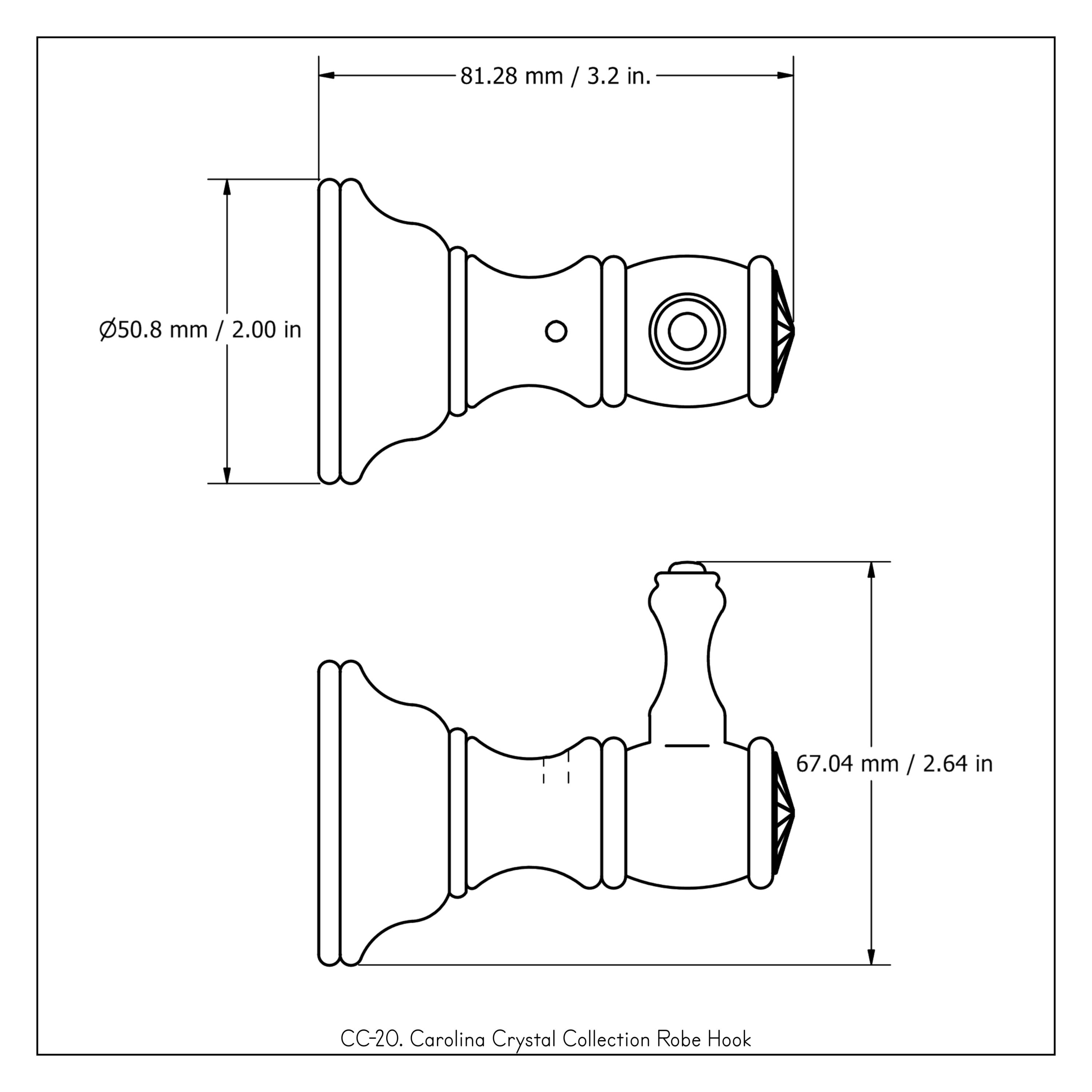 Polished Chrome Crystal Cap Wall Mounted Robe Hook