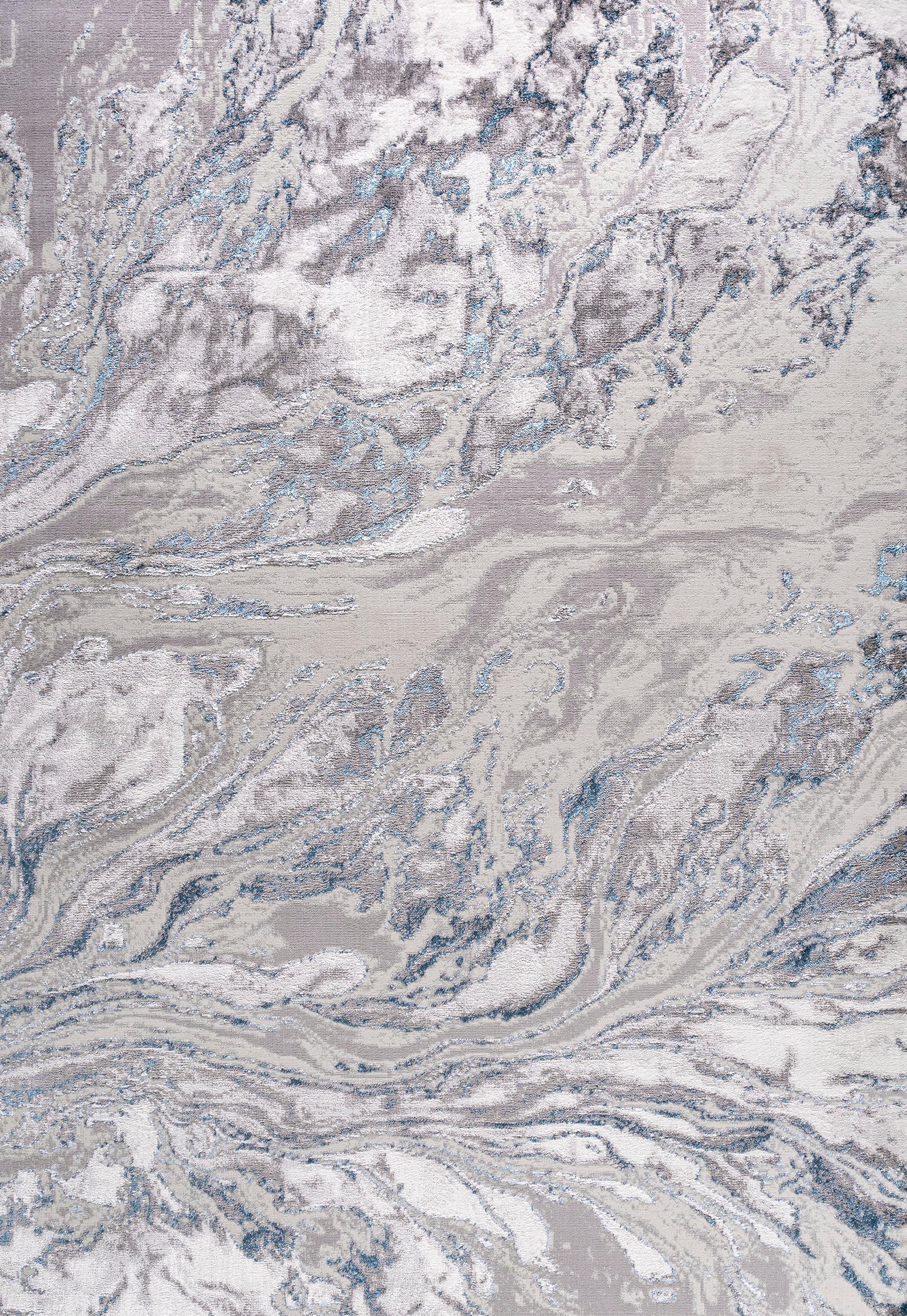 5'x8' Swirl Marbled Abstract Area Rug, Gray/Blue - JONATHAN Y