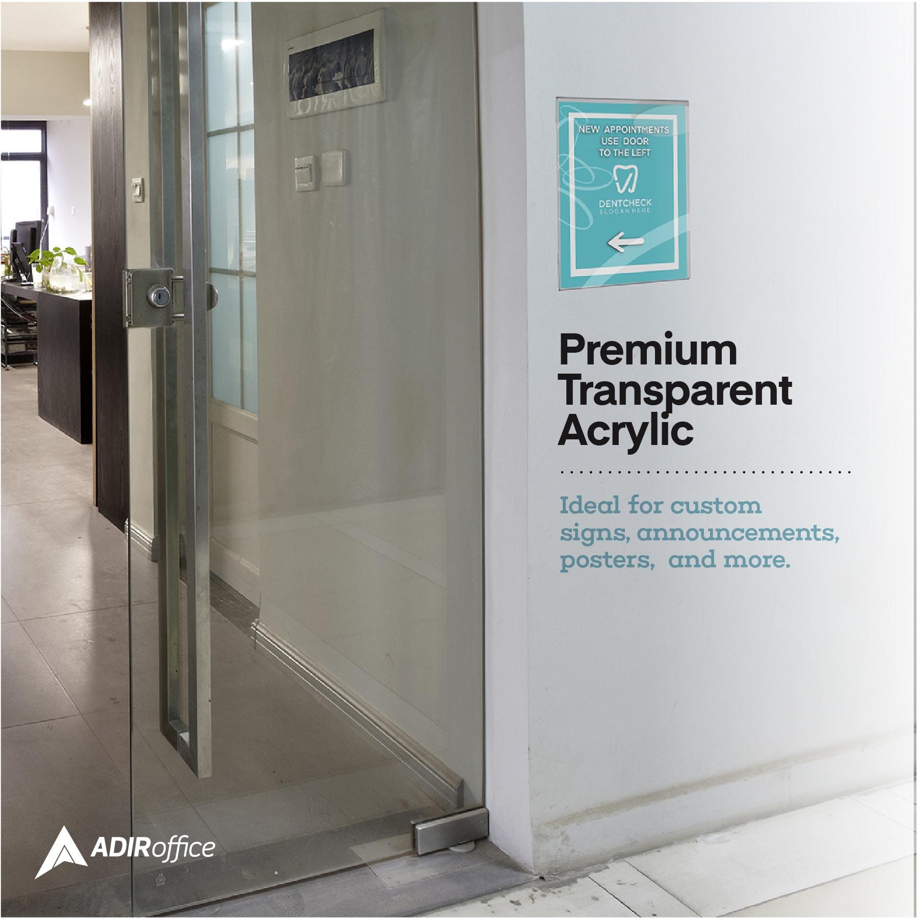 AdirOffice Clear Wall Mount Side-Loading Acrylic Sign Holder (Set of 12)