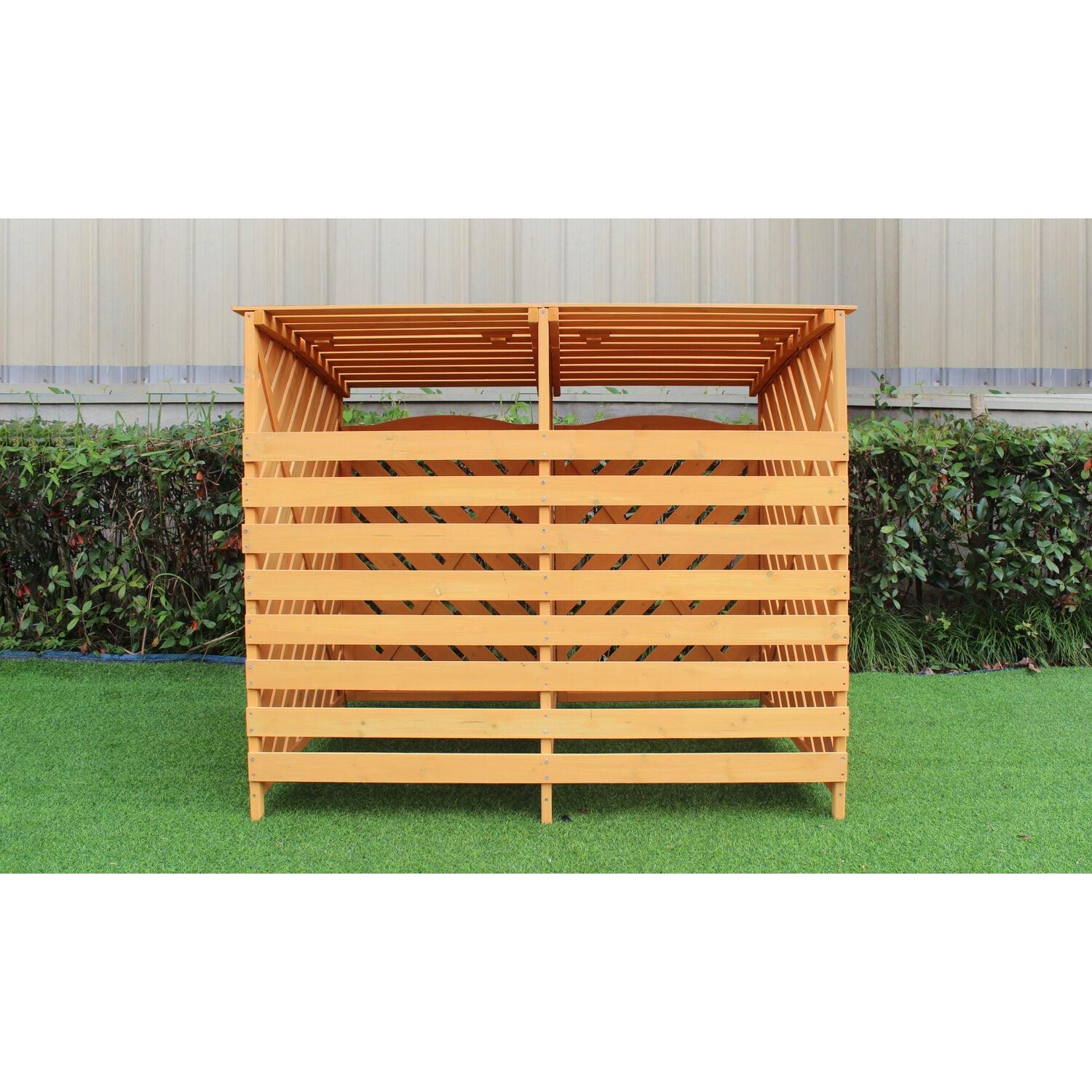 Hanover Hanover Outdoor 4.88 ft. x 3.01 ft. Wooden Trash Bin and Recyclables Storage Shed
