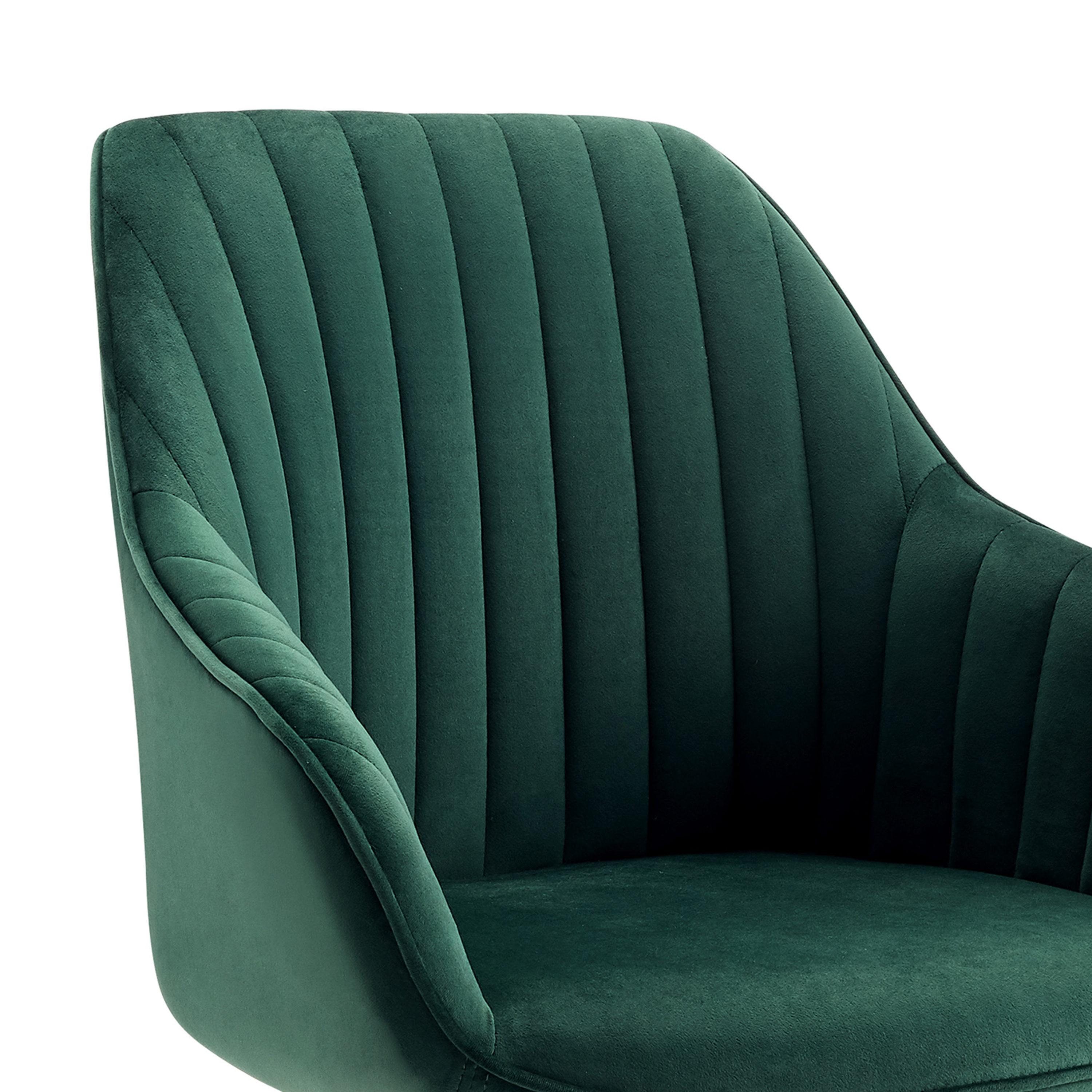 23 in. Green Velvet & Gold Swivel Arm Chair