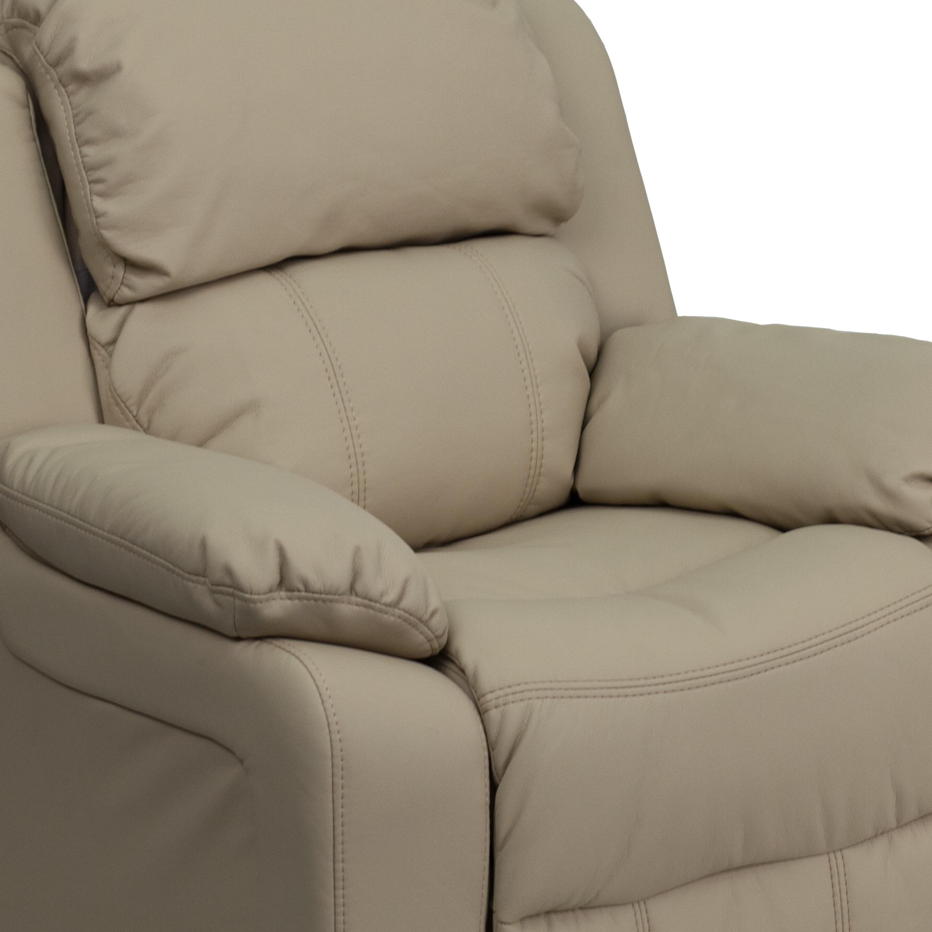 Flash Furniture Charlie Deluxe Padded Contemporary Beige Vinyl Kids Recliner with Storage Arms