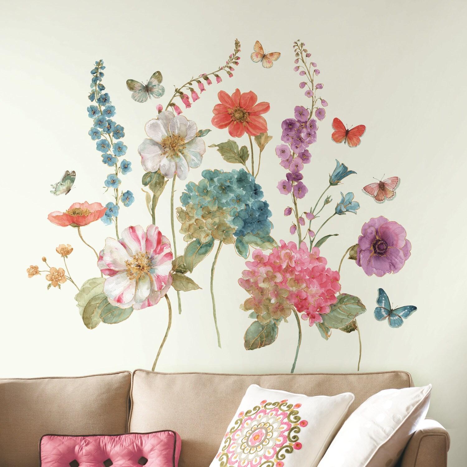 Lisa Audit Garden Flowers Peel and Stick Giant Wall Decal - RoomMates: Removable Floral Home Decor