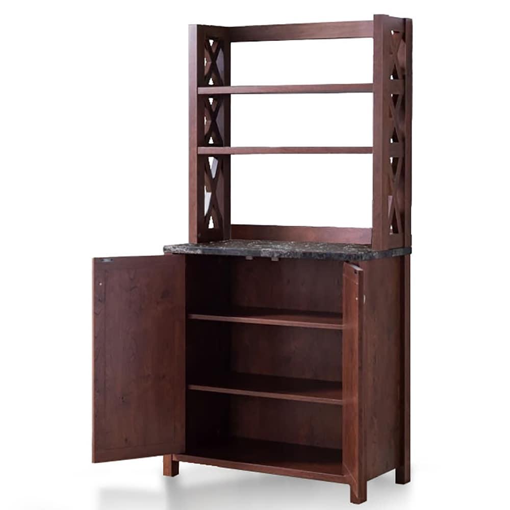 Furniture of America Schuetz Rustic Wood Multi-Storage Baker Rack in Walnut