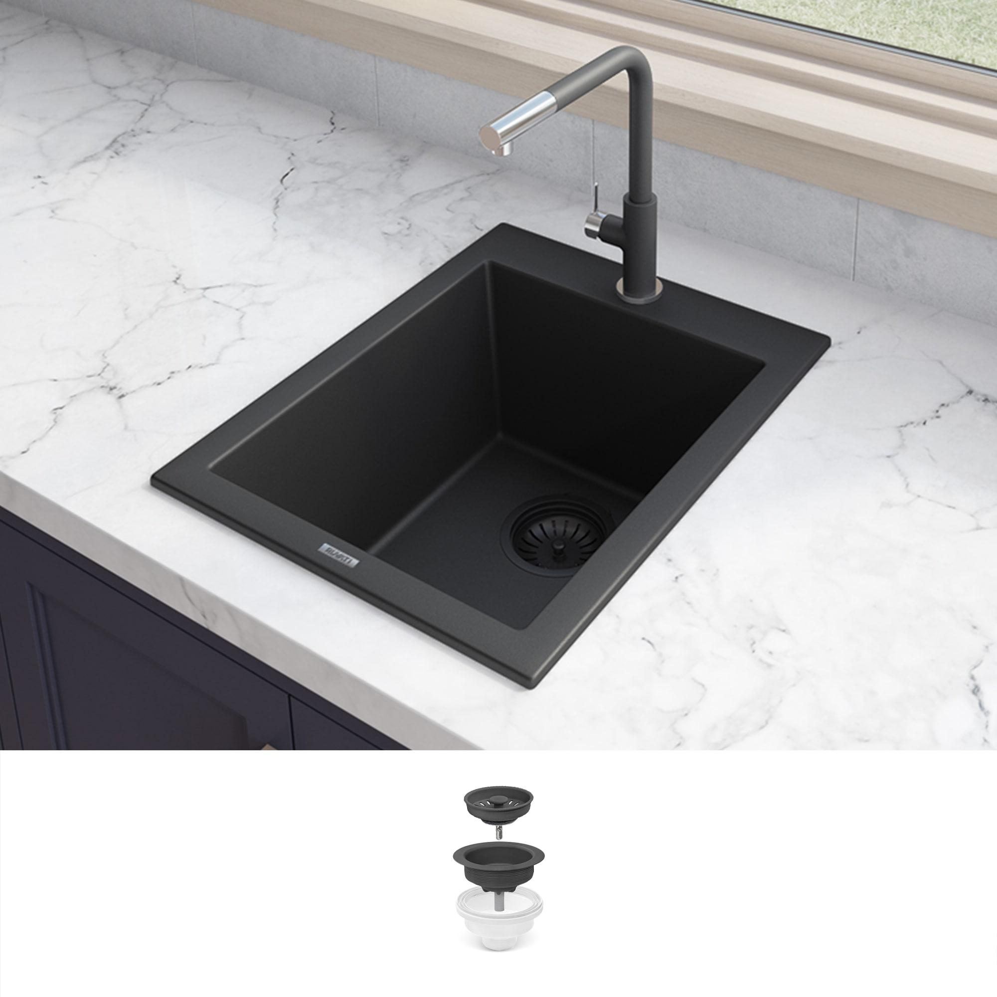 Ruvati 16 x 20 inch epiGranite Drop-in Topmount Granite Composite Kitchen Sink