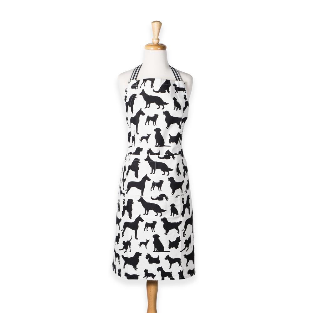 Design Imports  Dog Print Chef Apron, Black/White