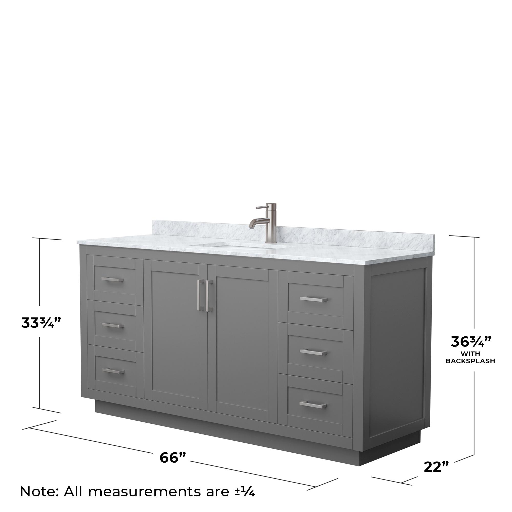 Miranda 66" Dark Gray Marble Top Single Bathroom Vanity