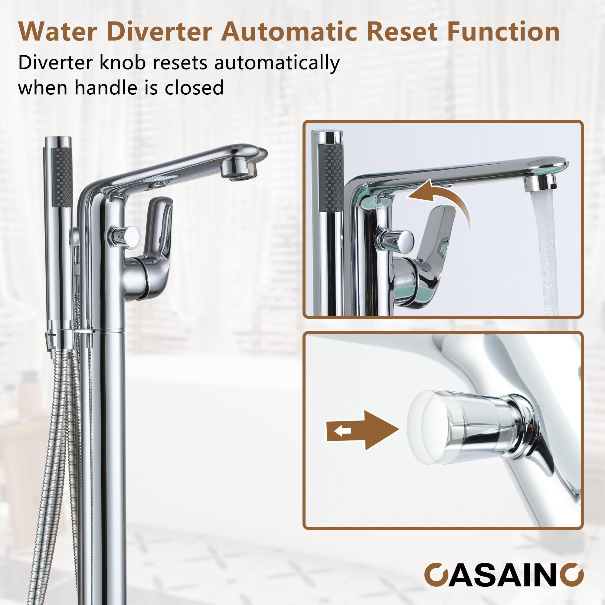 Chrome Freestanding Bathtub Faucet with Hand Shower