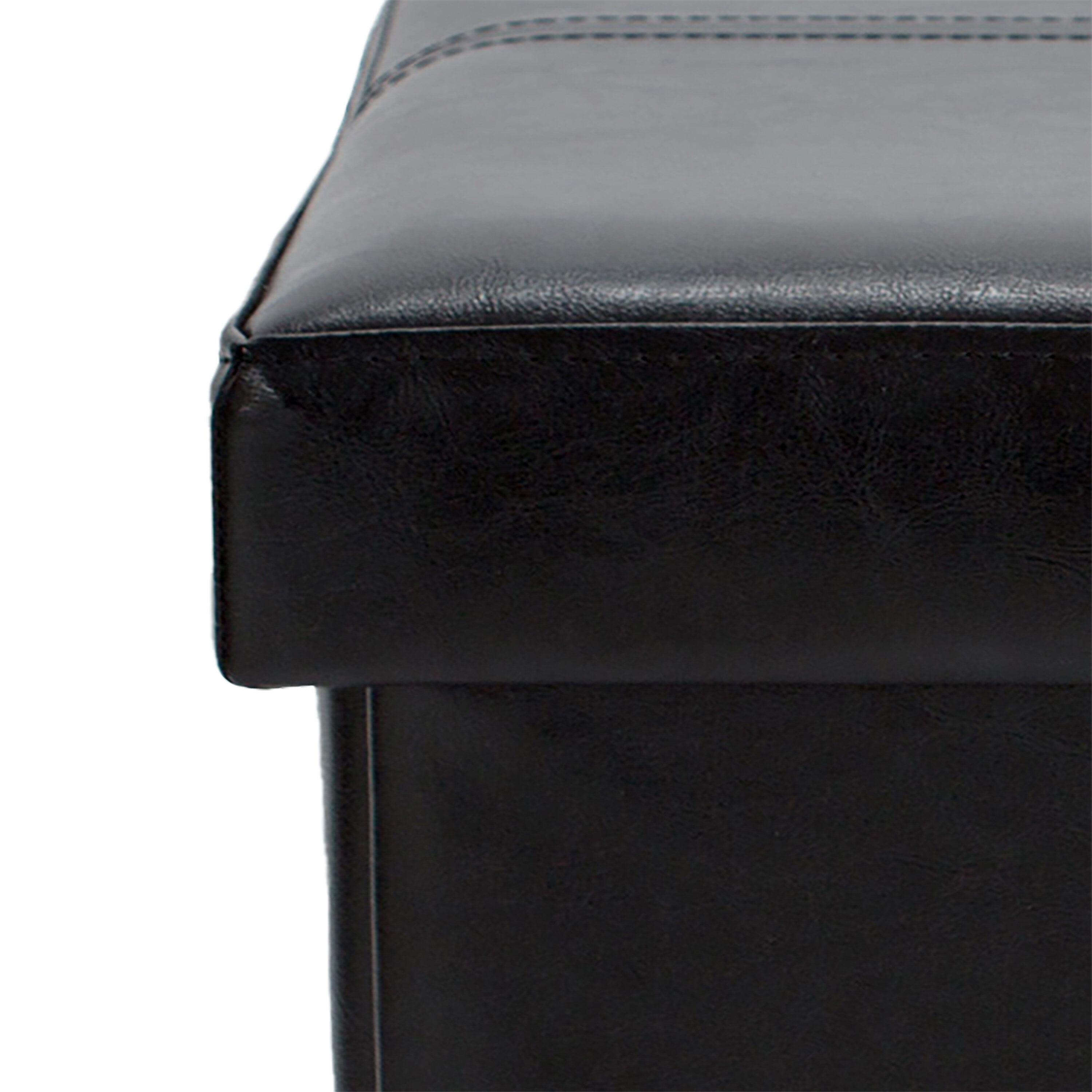 Simplify Faux Leather Double Folding Storage Ottoman in Black